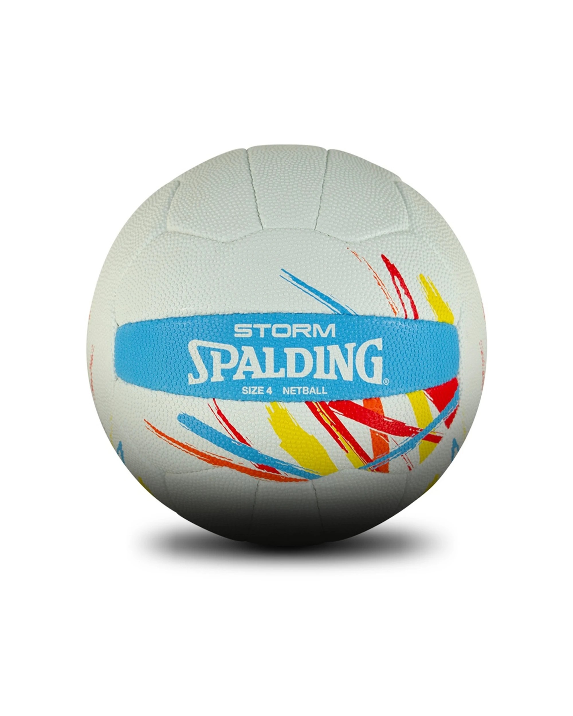 1 Spalding Storm 3ply Rubber Match Quality Netball Size 4 Durable Grip - White, 1 of 1