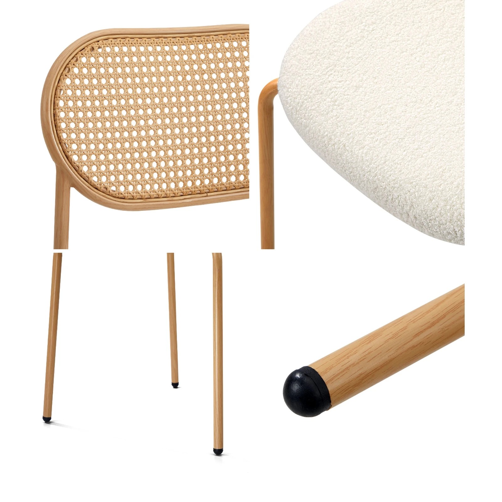 10 Oikiture 2pcs Dining Chair Accent Chairs Rattan Furniture Sherpa
 - White, 10 of 10