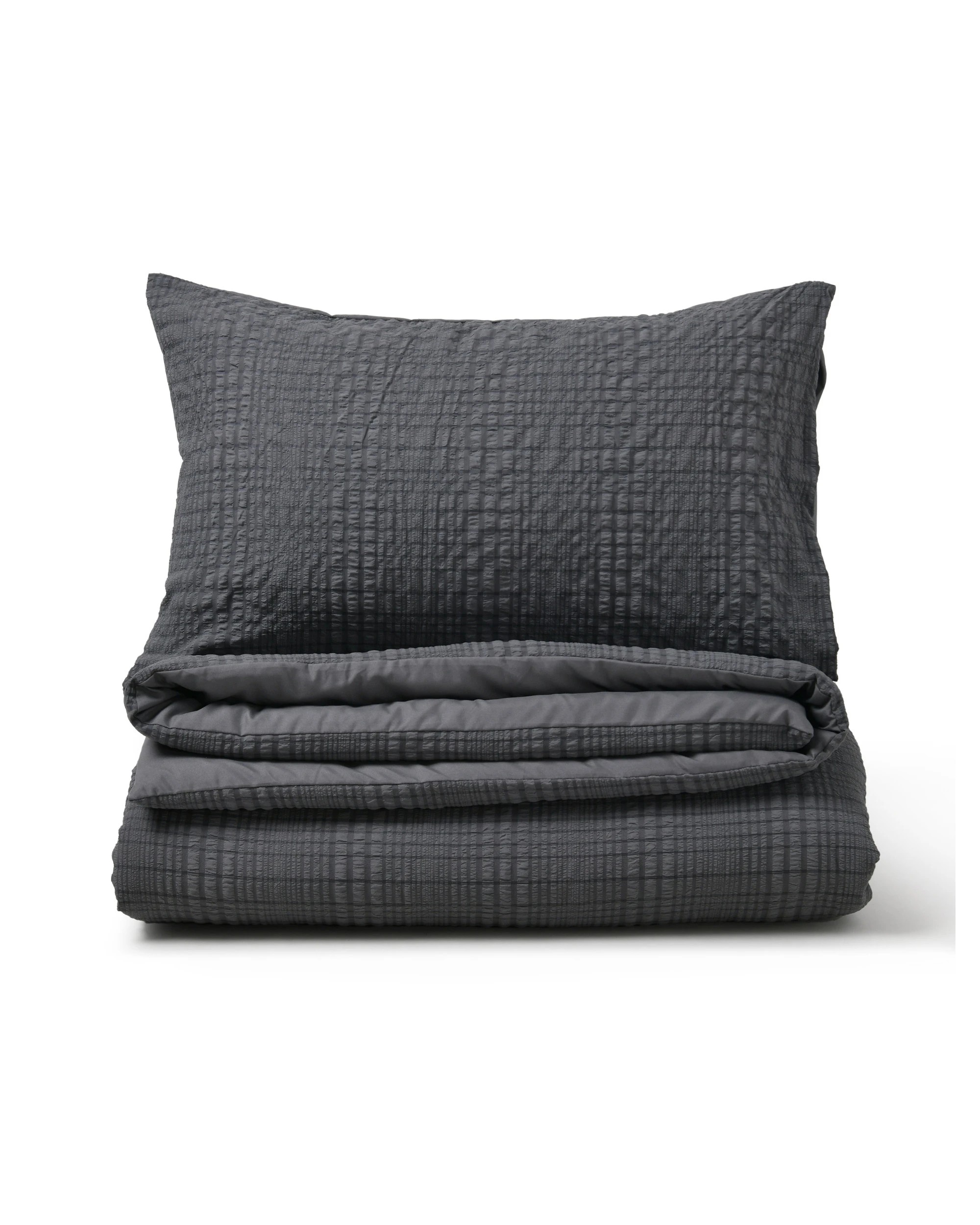 2 Dreamaker Ellis Seersucker Quilt Cover Set - Single Bed - Charcoal, 2 of 5