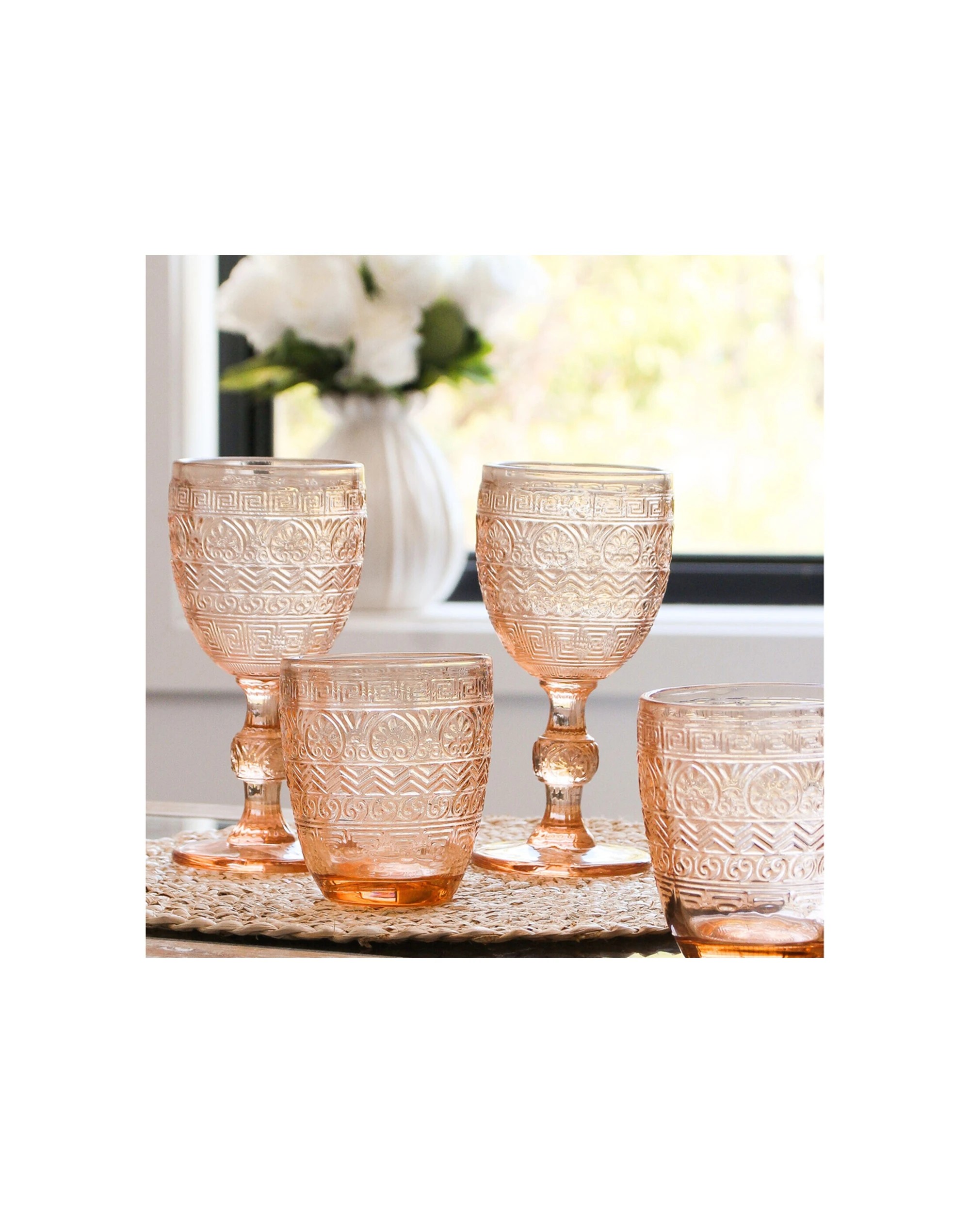 3 LVD Stemmed Festive 17cm Wine Glass Drinking Cup Vintage Style - Orange, 3 of 3