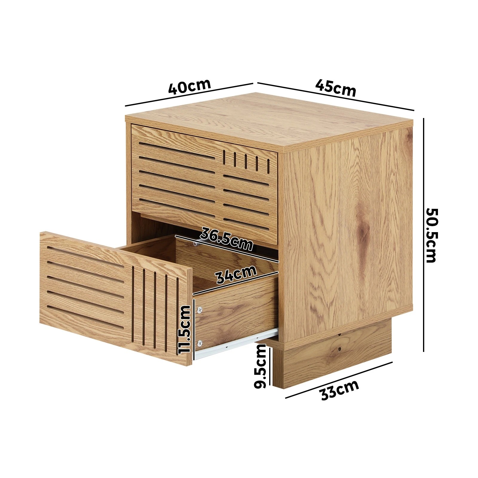2 Oikiture Bedside Table 2 Drawers Side Tables Nightstand Storage Cabinet - Natural, 2 of 7