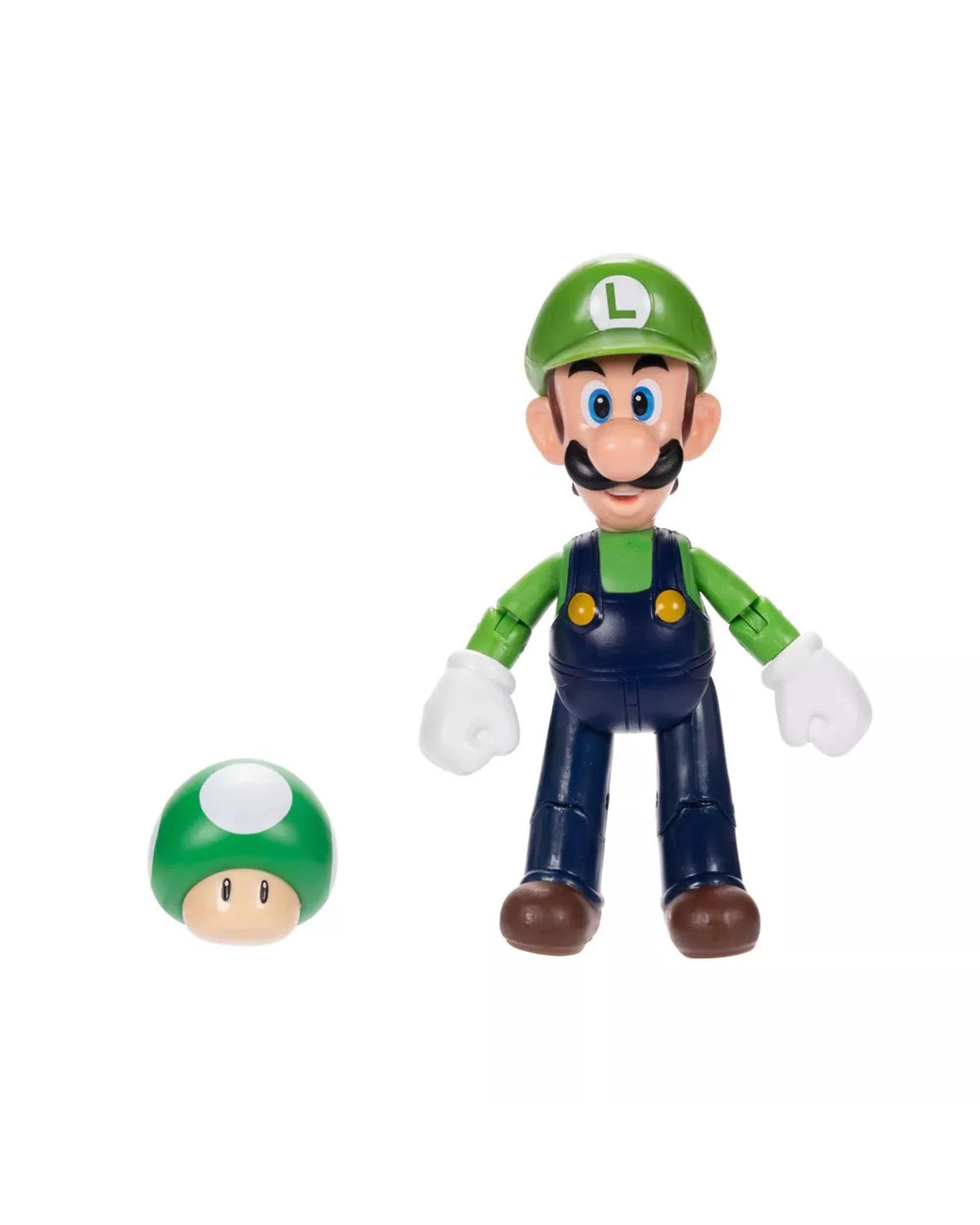 2 World Of Nintendo Super Mario 4 inch Figure Luigi With 1-Up Mushroom, 2 of 5