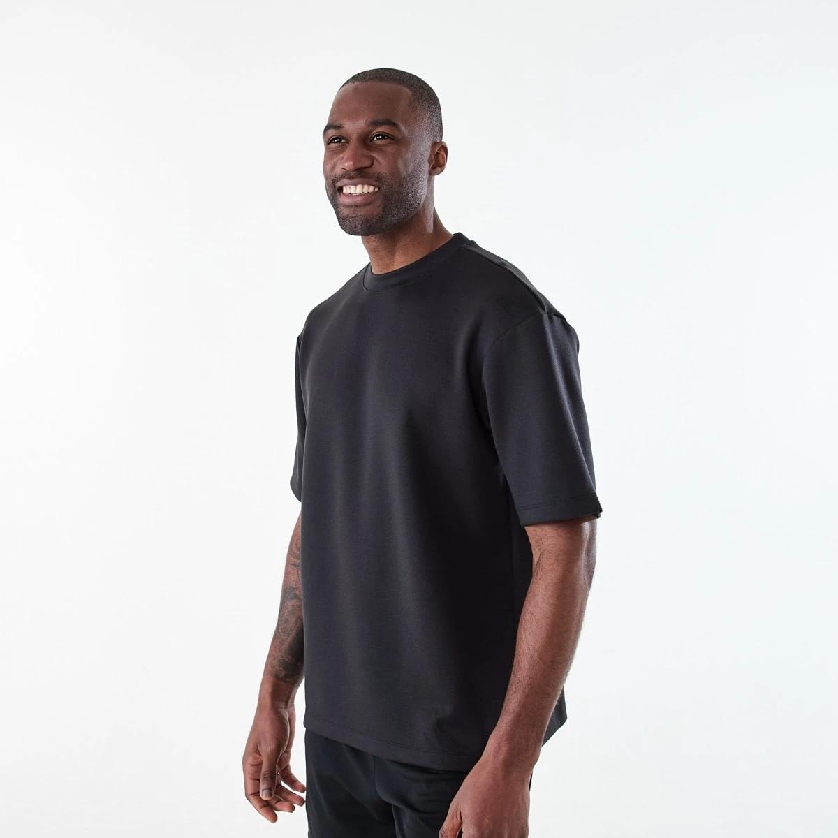 2 Active Mens Oversized Scuba T-shirt BLACK, 2 of 6