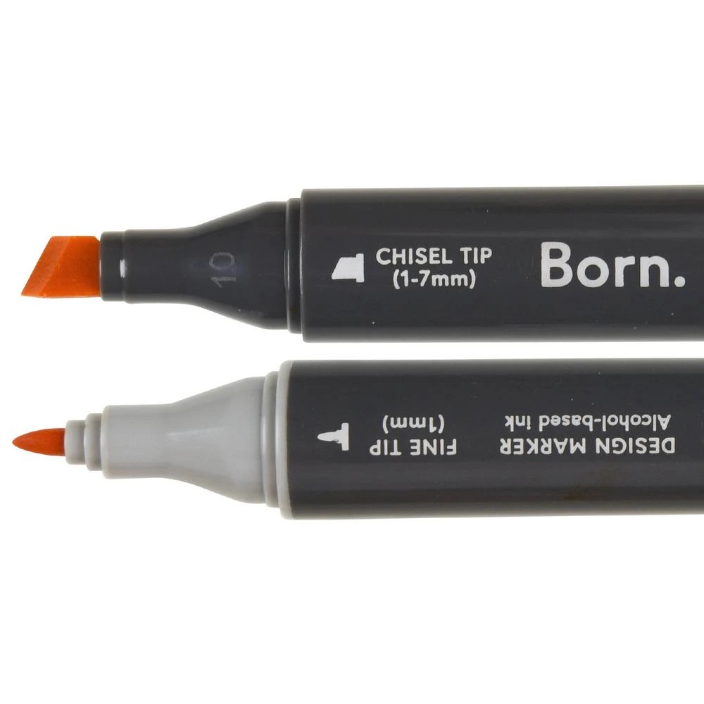 2 Born Professional Dual-Tip Artist Marker Orange YR792, 2 of 4