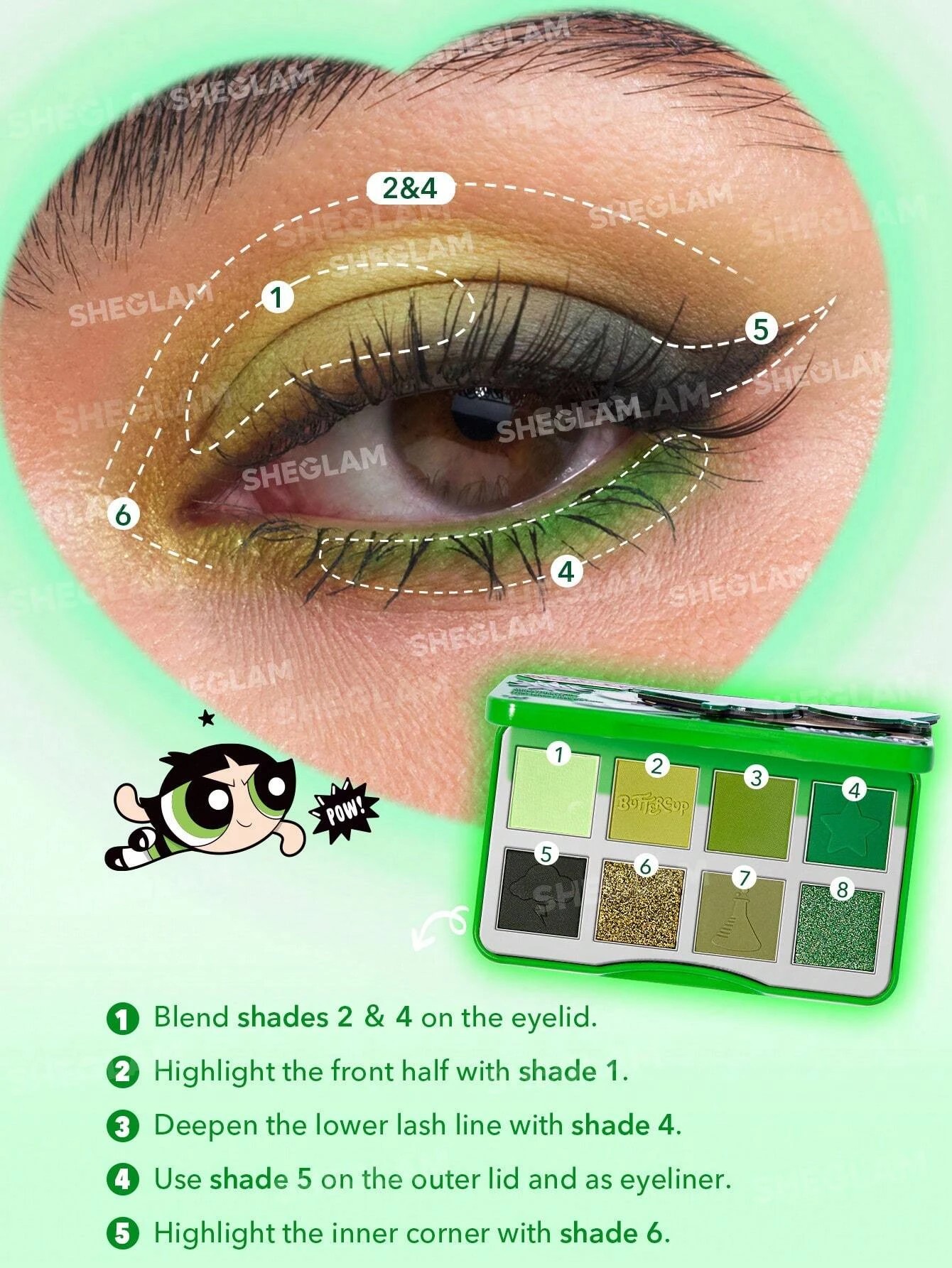 4 The Powerpuff Girls x SHEGLAM The Professor's Girls Eyeshadow Palette - Toughest Fighter, 4 of 7