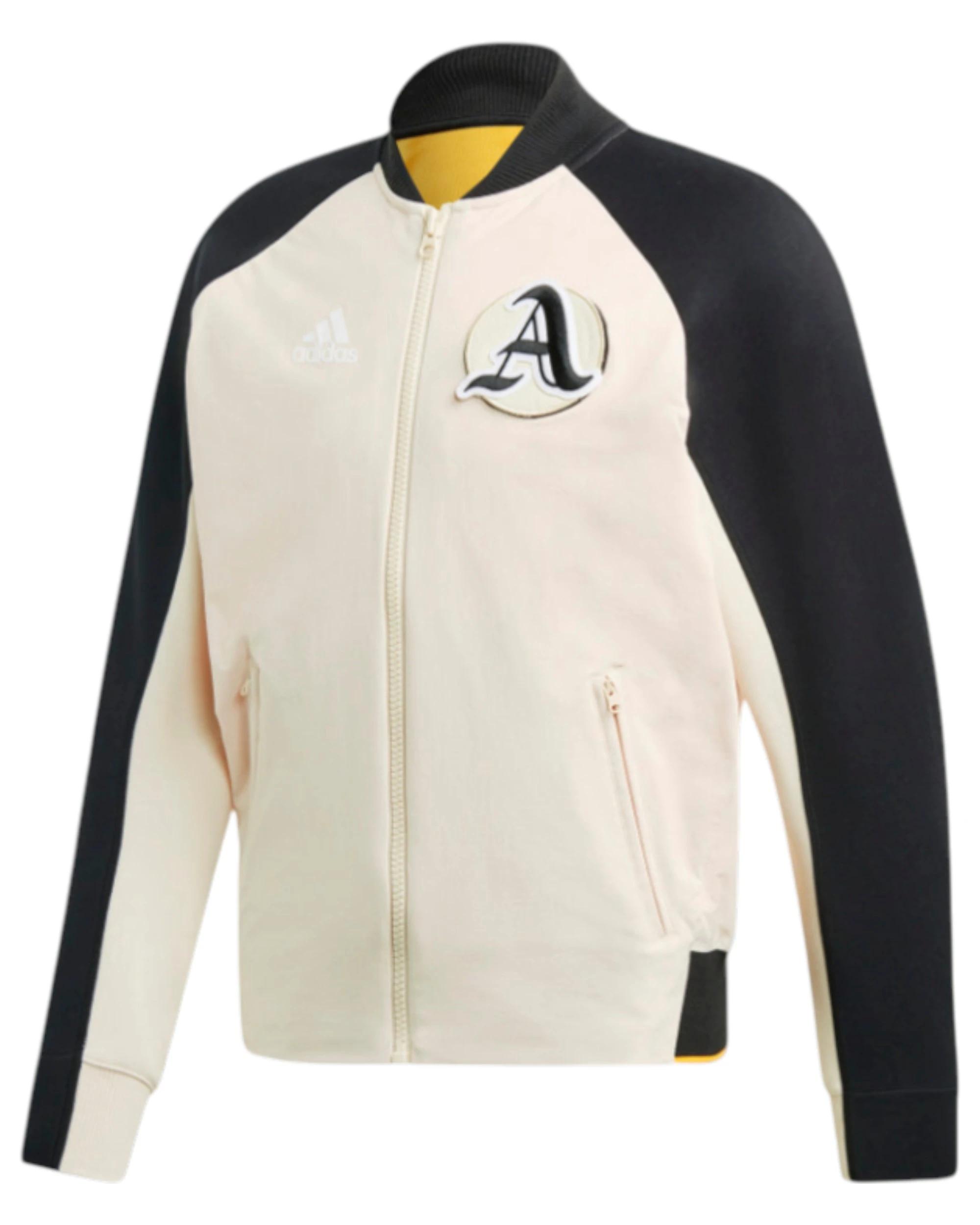 1 Adidas Mens Linen/Black Vrct Varsity Collegiate Zipup Jacket LINEN/BLACK, 1 of 7