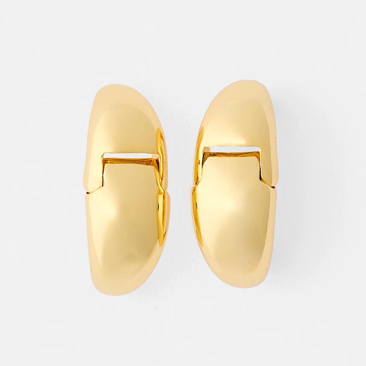 3 18K Gold Plated Dome Hoop Earrings Gold, 3 of 5
