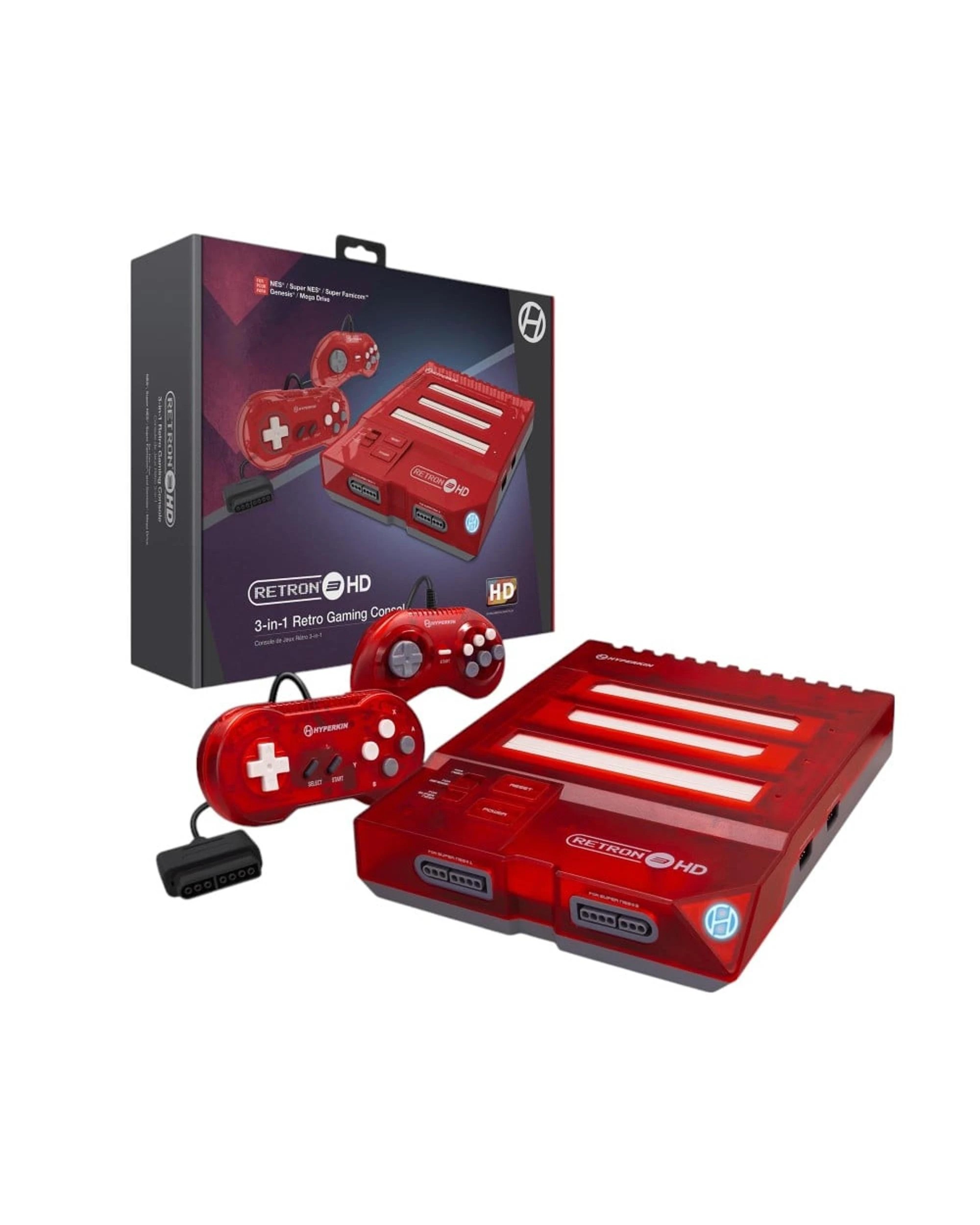 1 Hyperkin RetroN 3 HD 3-in-1 Retro Gaming Console - Jasper Red - Red, 1 of 7