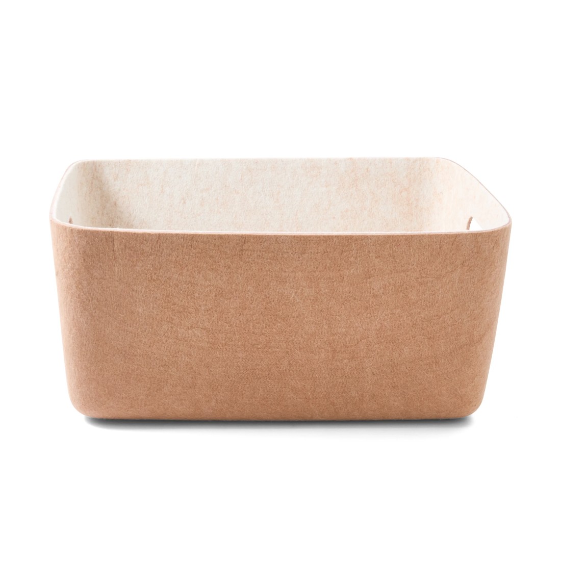 3 Two Tone Flat Felt Basket - Beige, 3 of 8