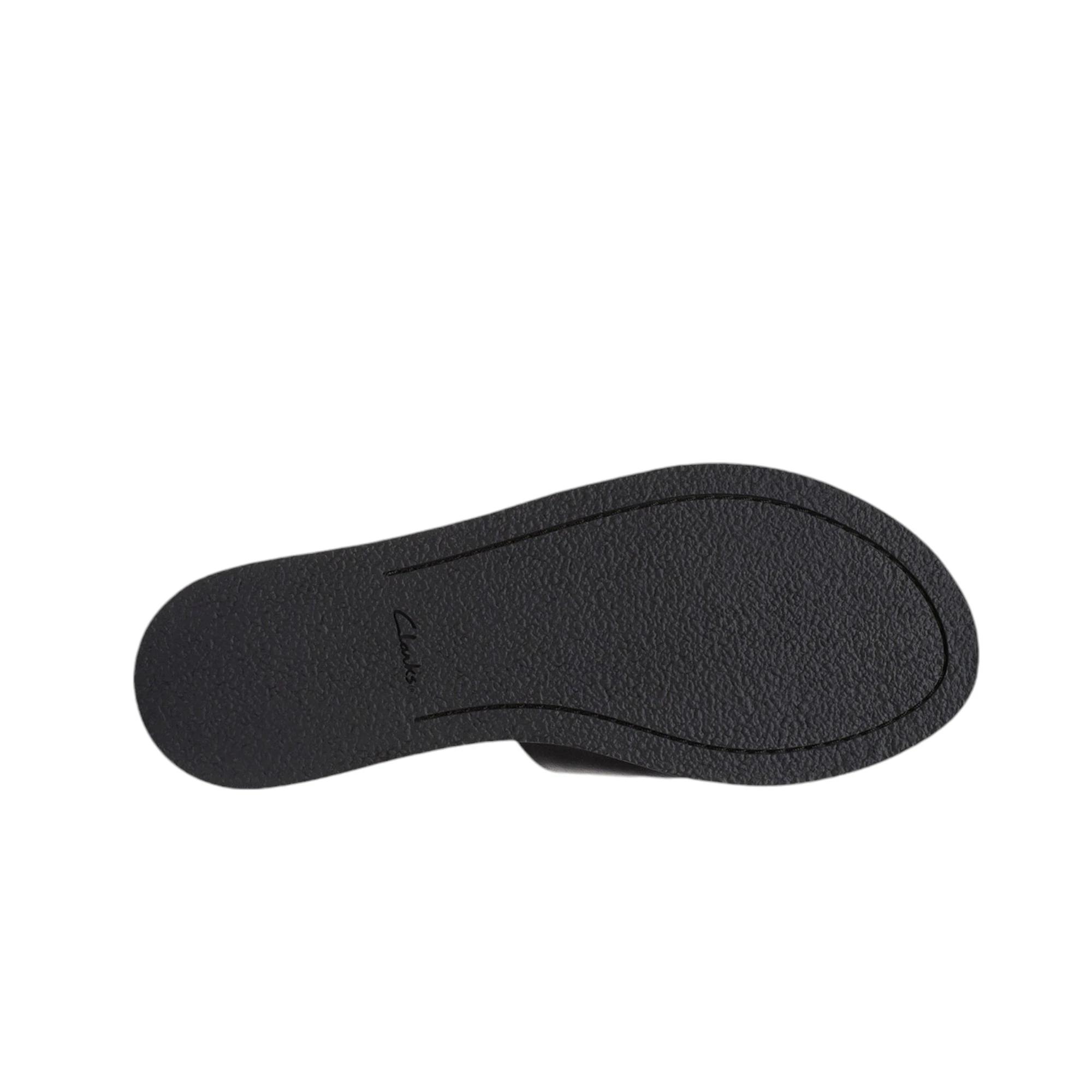 6 Clarks Womens Karsea Mule Slides Leather Sandals Slip On Shoes BLACK, 6 of 6