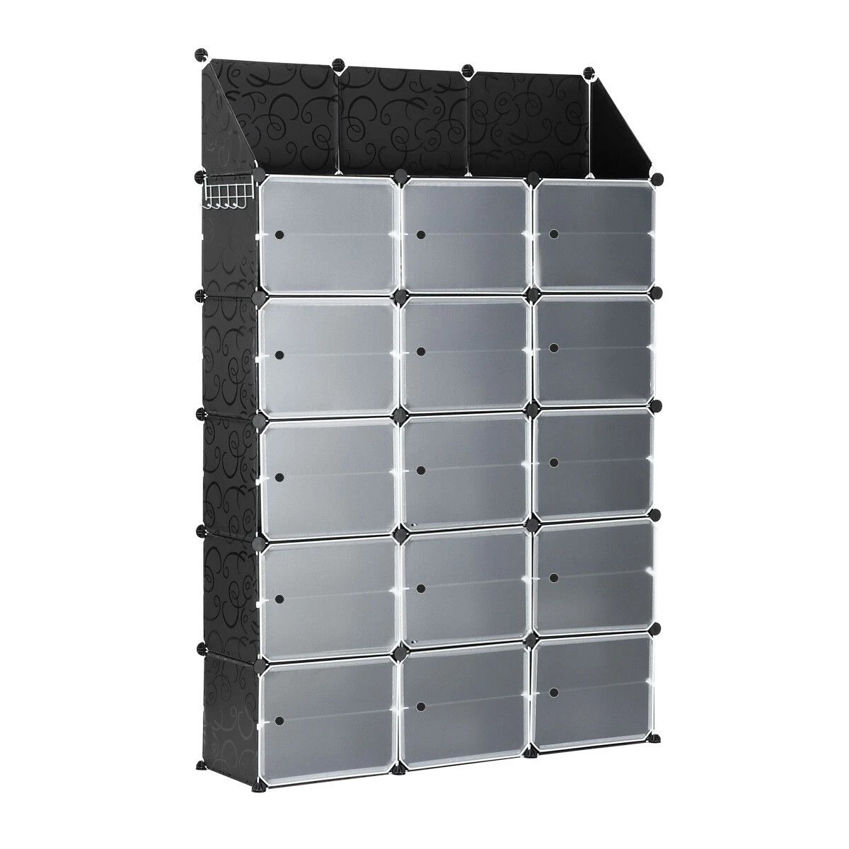 1 Ausway 60 Pairs Stackable Shoe Storage Box Organiser Cube DIY Shoe Cabinet Rack Shelf 30 Tier Black, 1 of 1