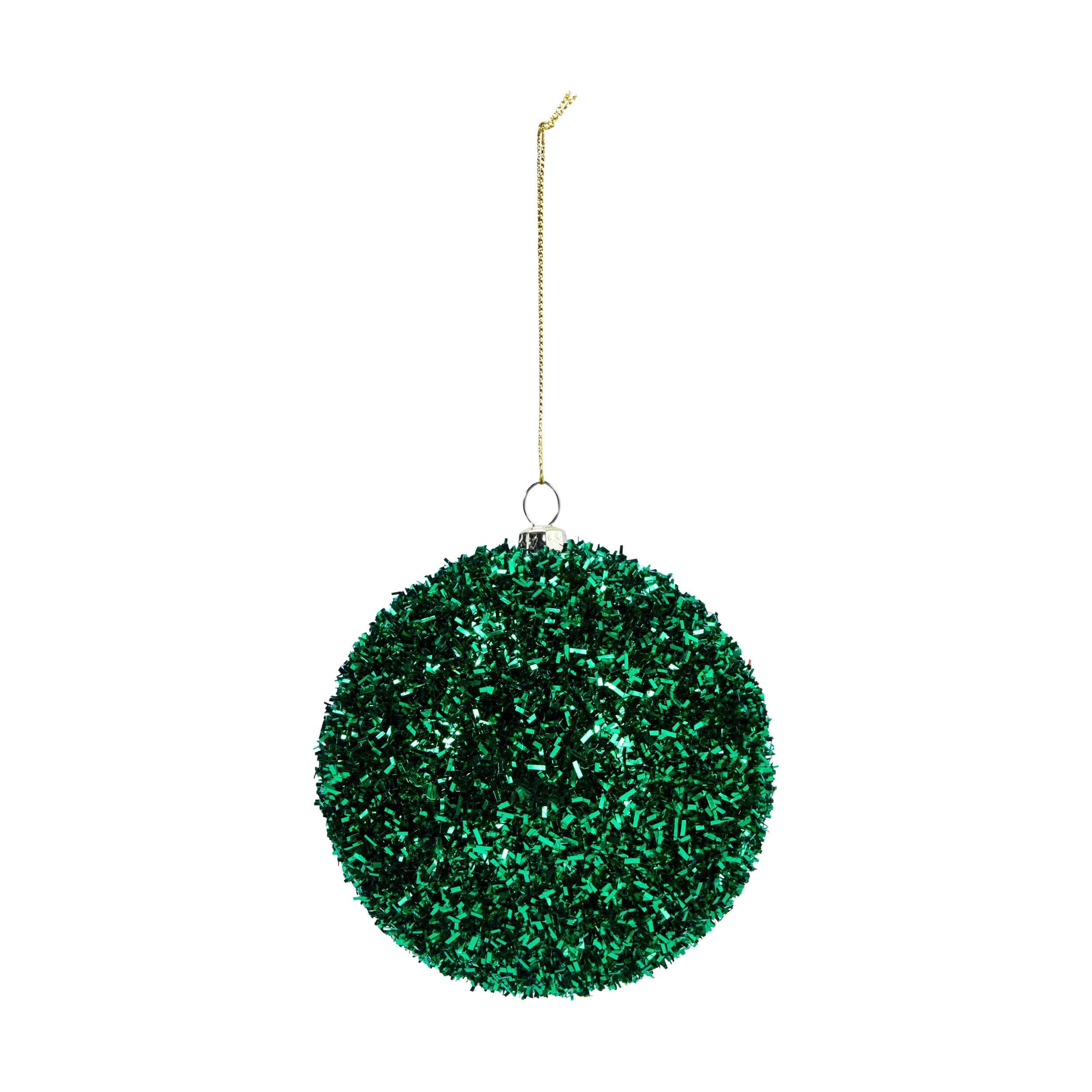 3 9 Pack 10cm Traditional Tinsel Baubles, 3 of 5