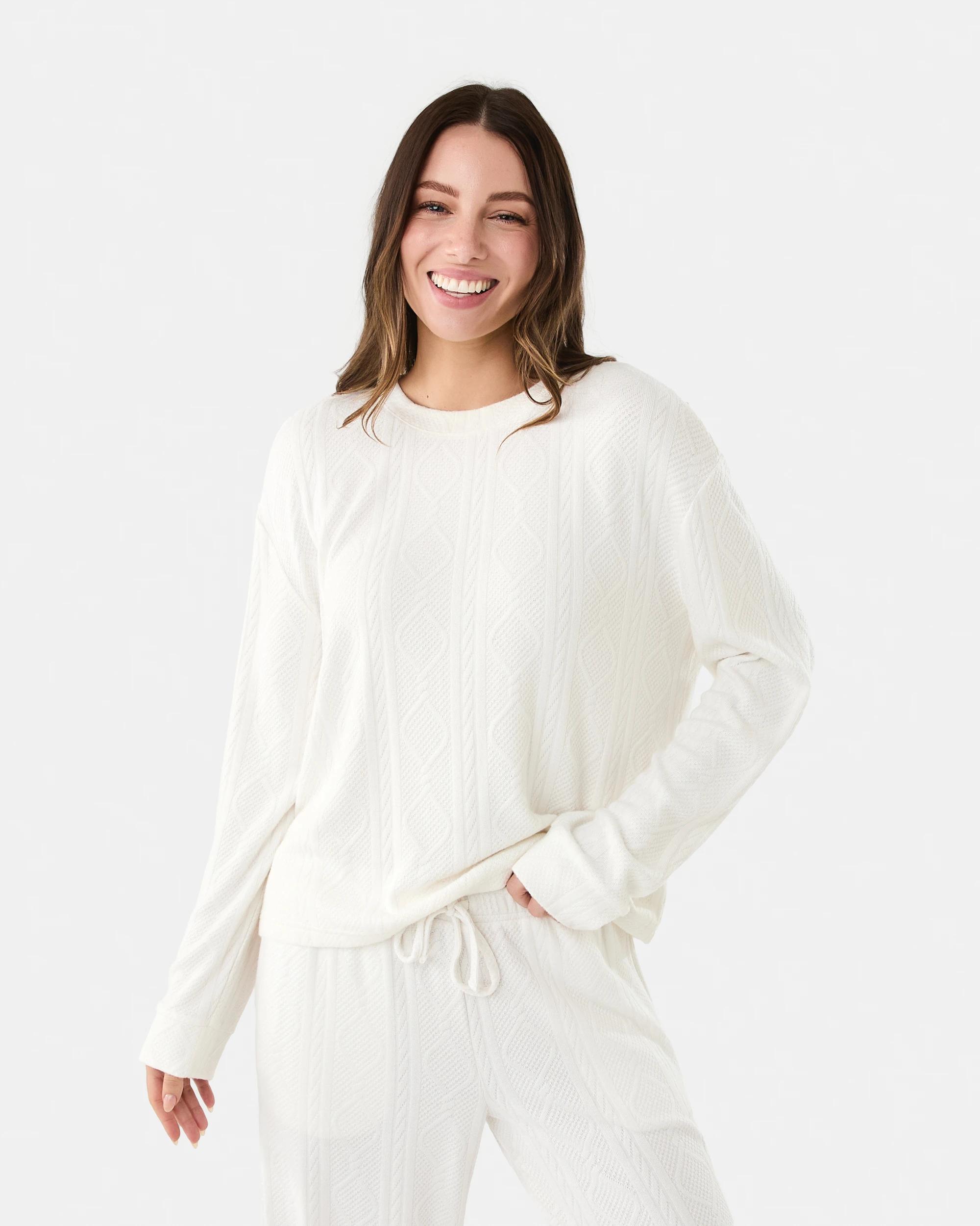 1 Viscose Blend Cable Lounge Top Whisper, 1 of 7