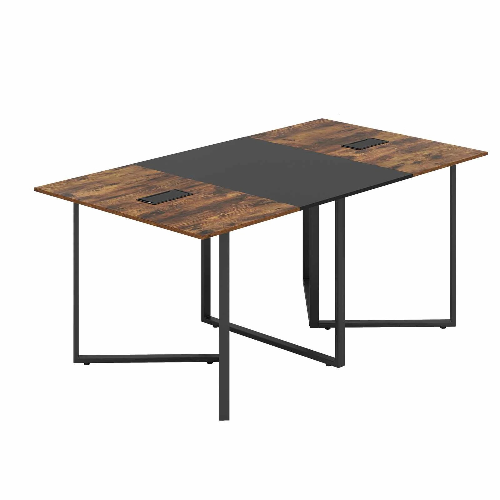 1 Costway 1.8M Conference Table for 6-8 People Meeting Table w/2 Cable Grommet, 1 of 6