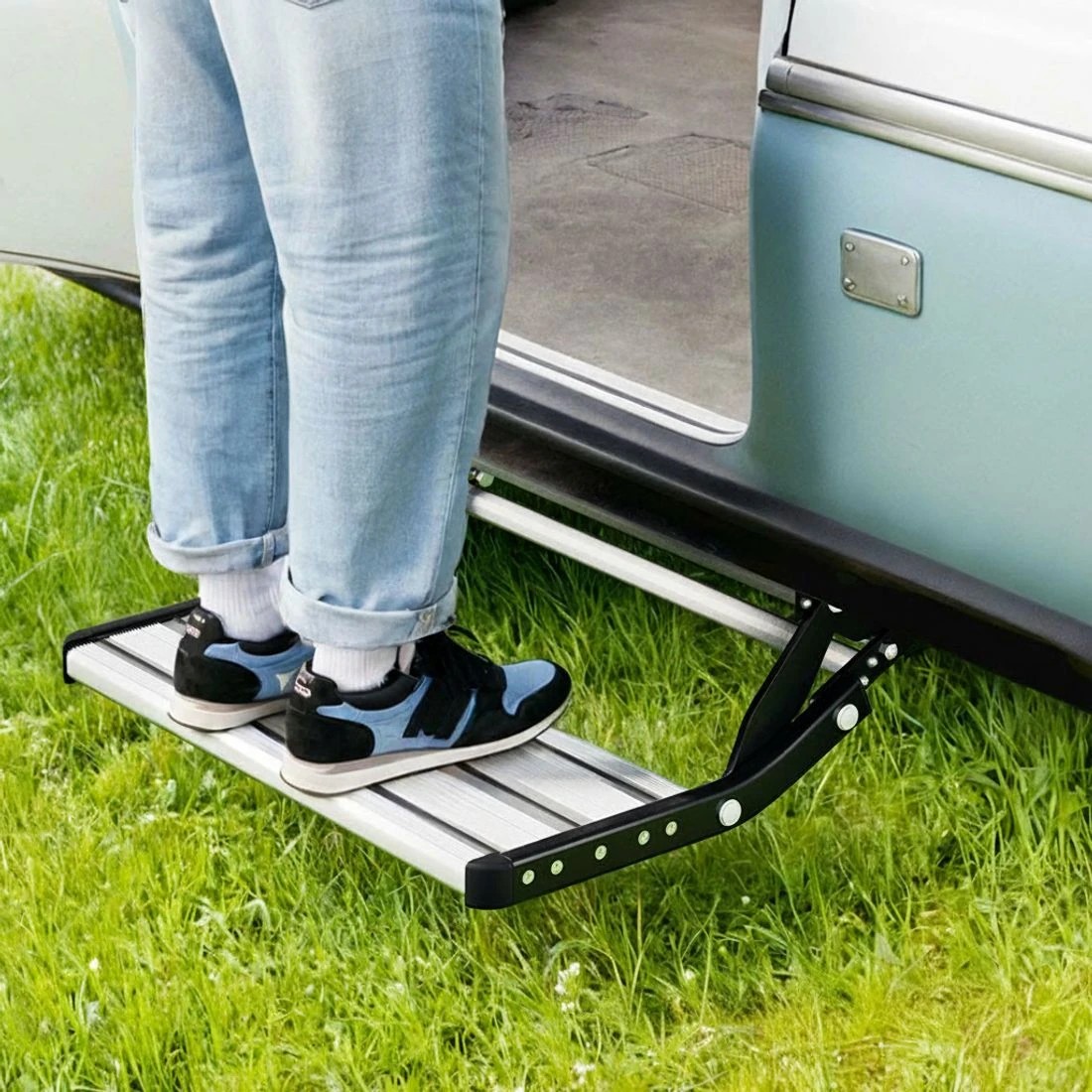 2 Weisshorn Manual Pull Out Caravan Step Folding RV Entry Stair 200KG Capacity Non - Multi, 2 of 2