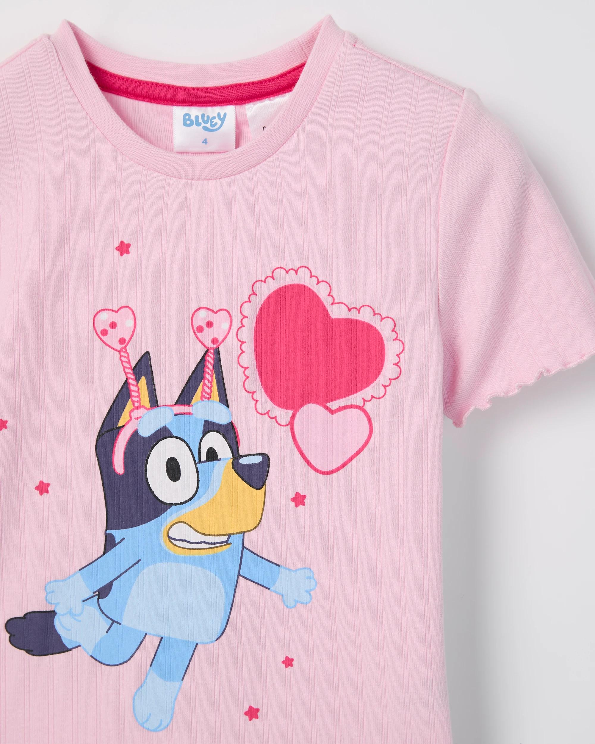 7 Bluey Australian Cotton Younger Girls Elevated Knit Pyjama Set PINK BLUEY, 7 of 7