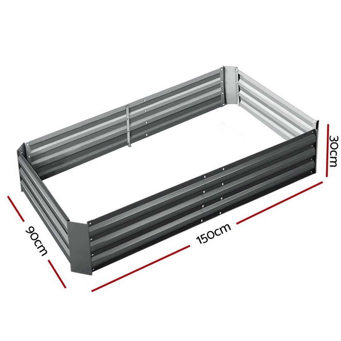 2 Green Fingers Garden Bed 150x90cm Planter Box Raised Container Galvanised Steel - Grey, 2 of 8