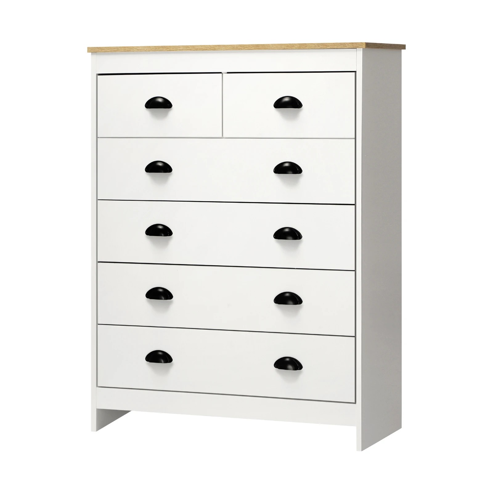 1 Oikiture 6 Chest of Drawers Tallboy Dresser Table Storage Cabinet - White, 1 of 9