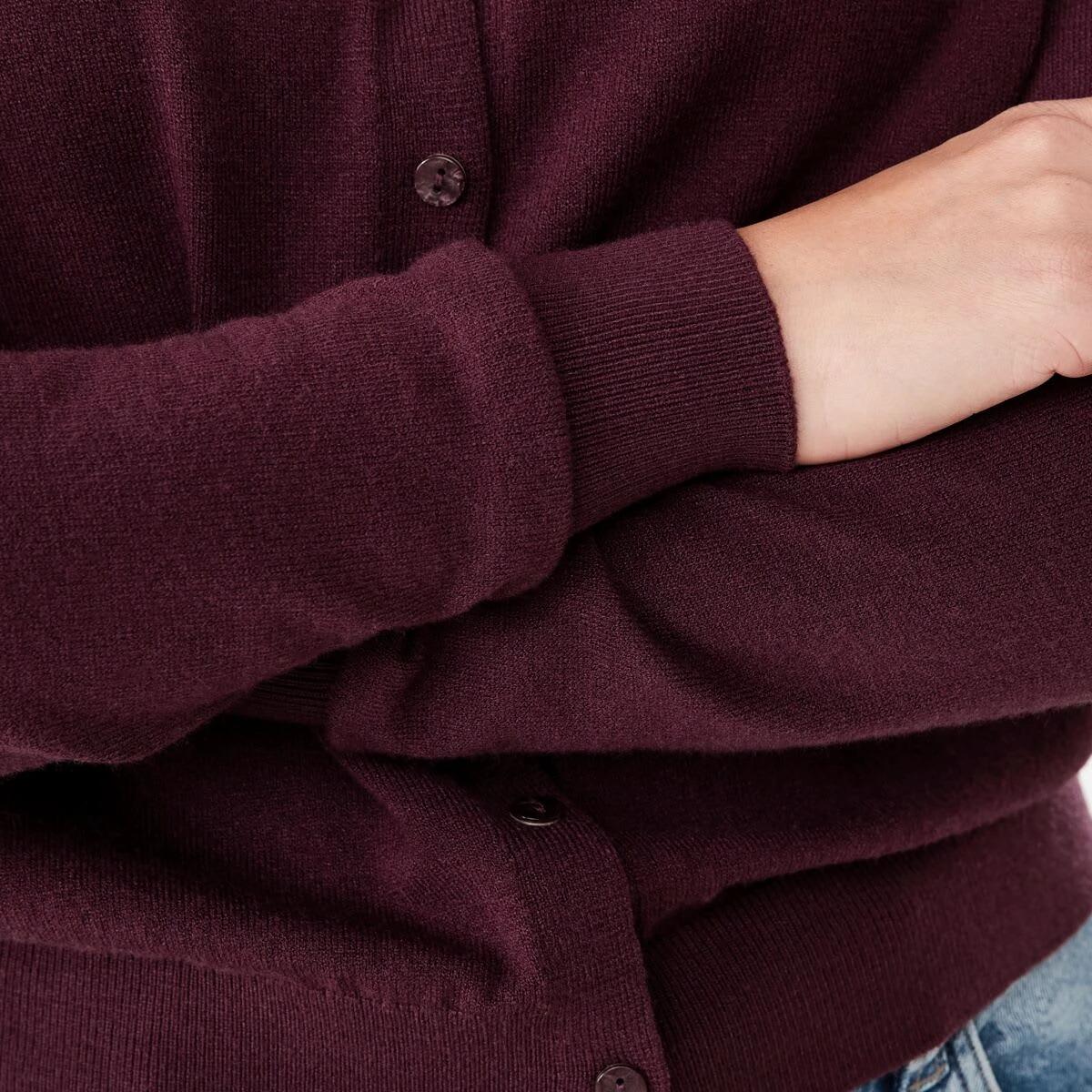 6 Lightweight Crew Neck Cardigan Mulberry, 6 of 6