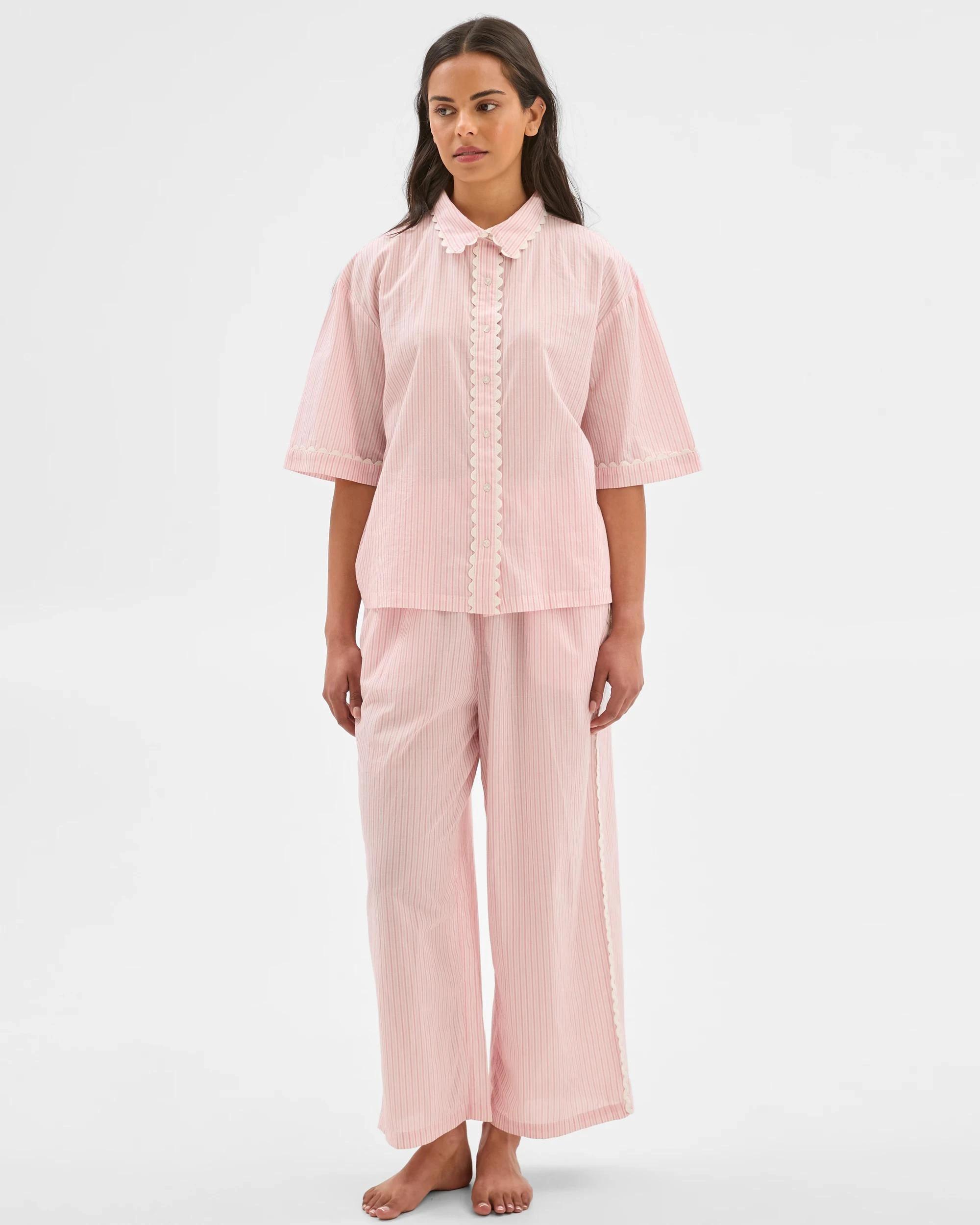 3 Target Woman Womens Australian Cotton Ricrac Long Pyjama Set PINK STRIPE, 3 of 5