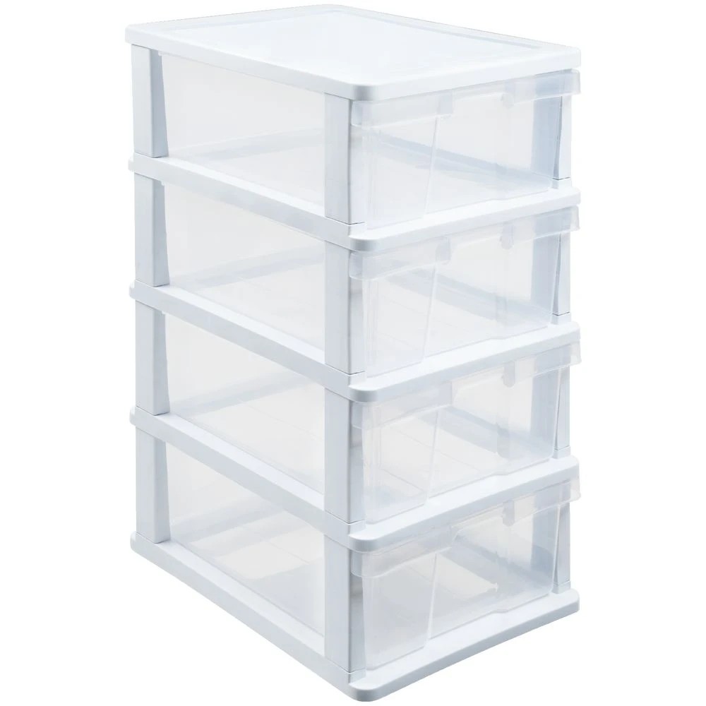 2 J.Burrows 4 Drawer Storage Tower on Wheels White, 2 of 8