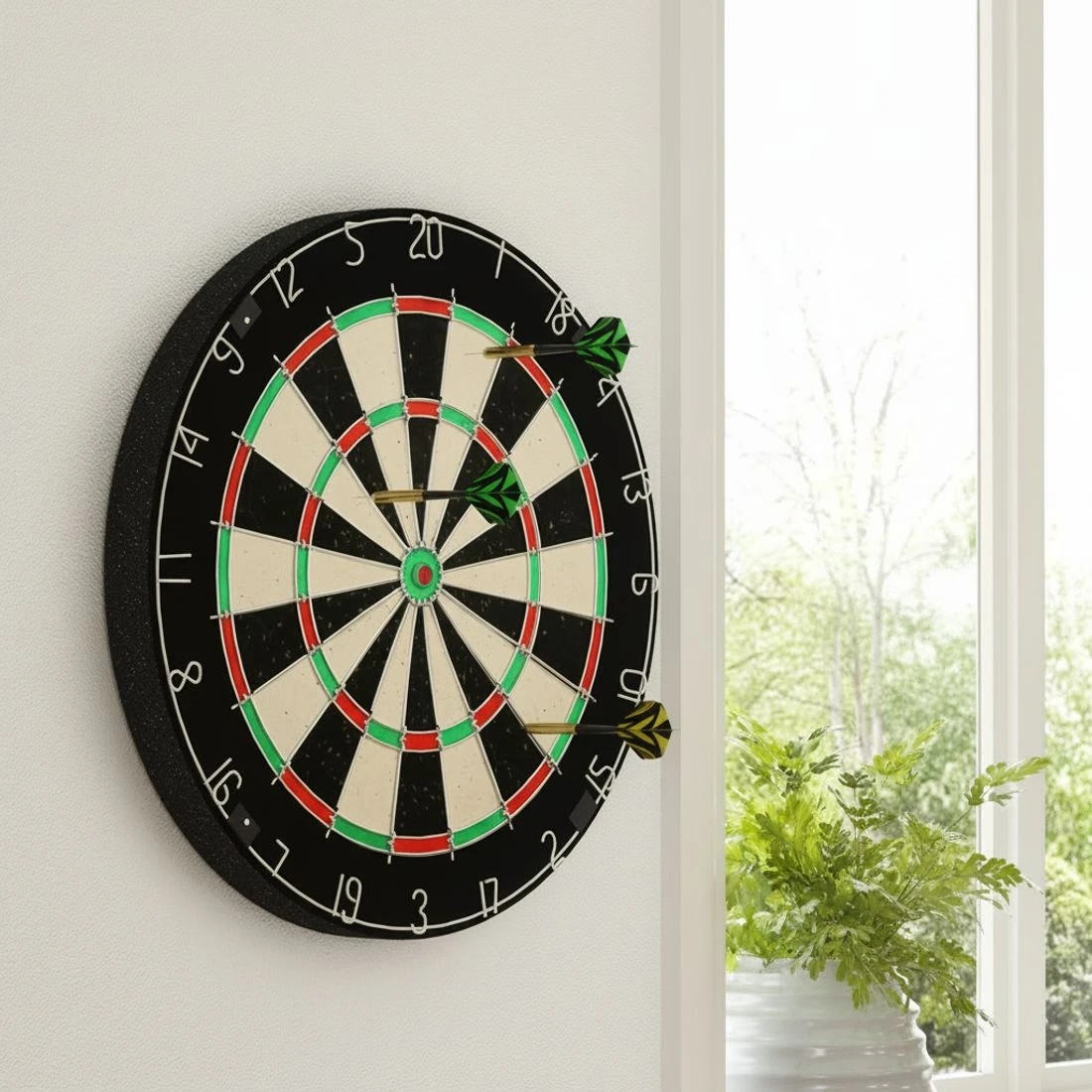 2 18" Dartboard Dart Board with Steel Darts Competition Party Game - Brown, 2 of 4