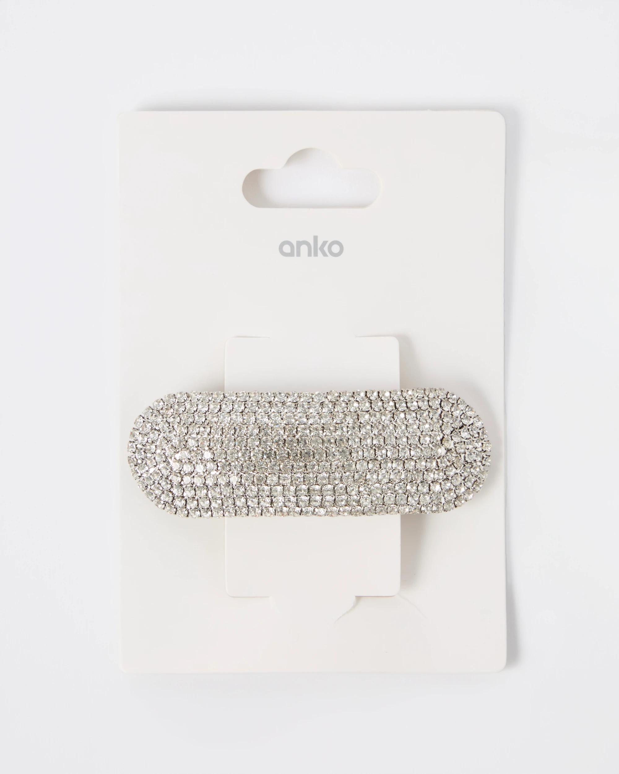 3 Silver Tone Diamante Sparkly Barrette Hair Clip Silver, 3 of 3