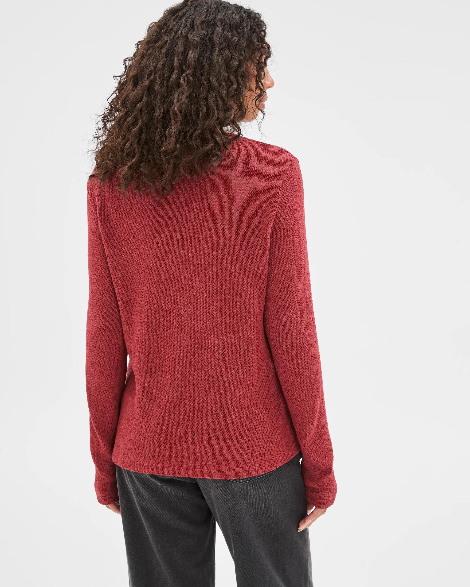 7 Target Woman Australian Cotton Blend Long Sleeve Step Hem Textured Knit Top BRICK, 7 of 7
