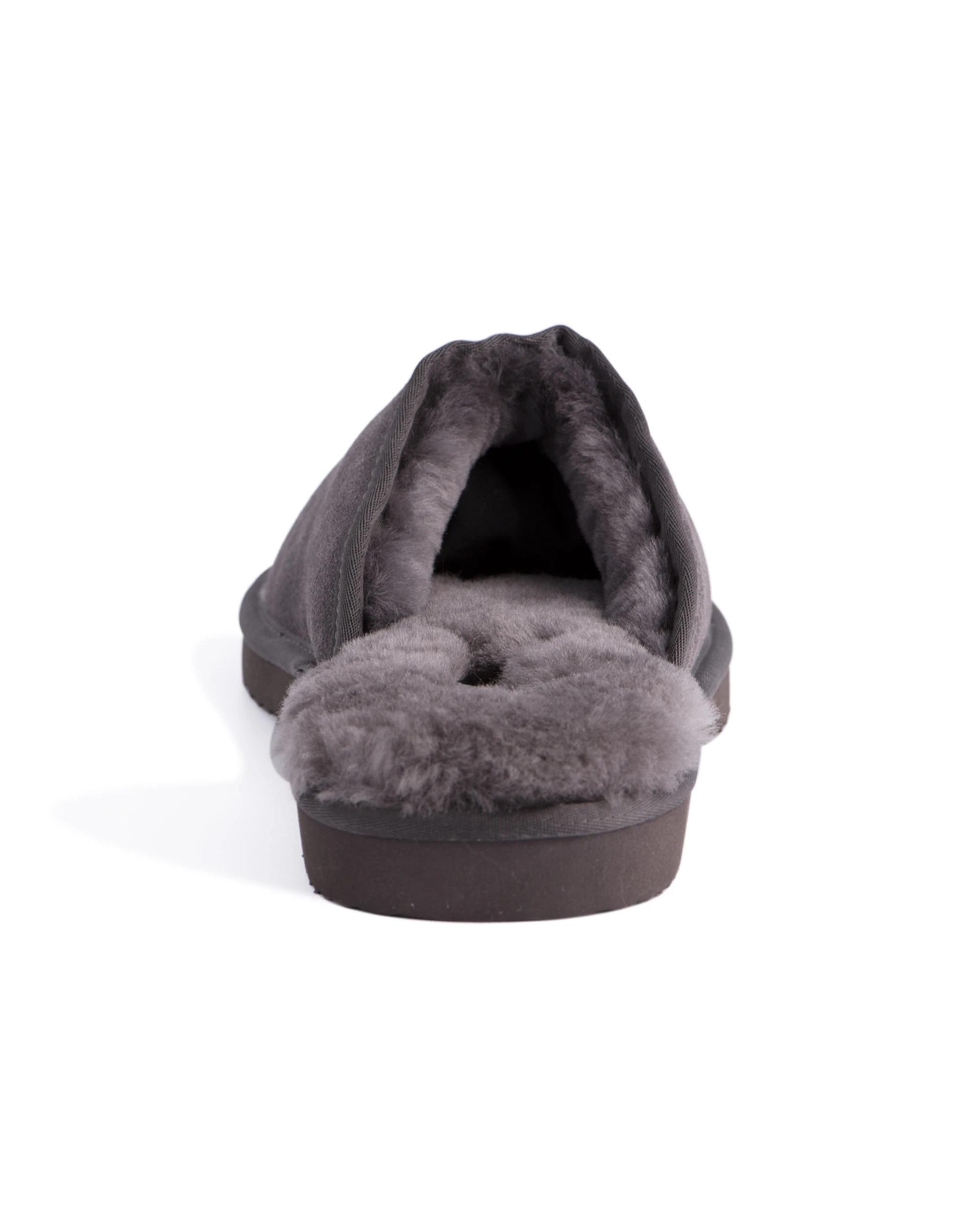 2 AUS WOOLI Sheepskin Wool Manly Slippers GREY, 2 of 4