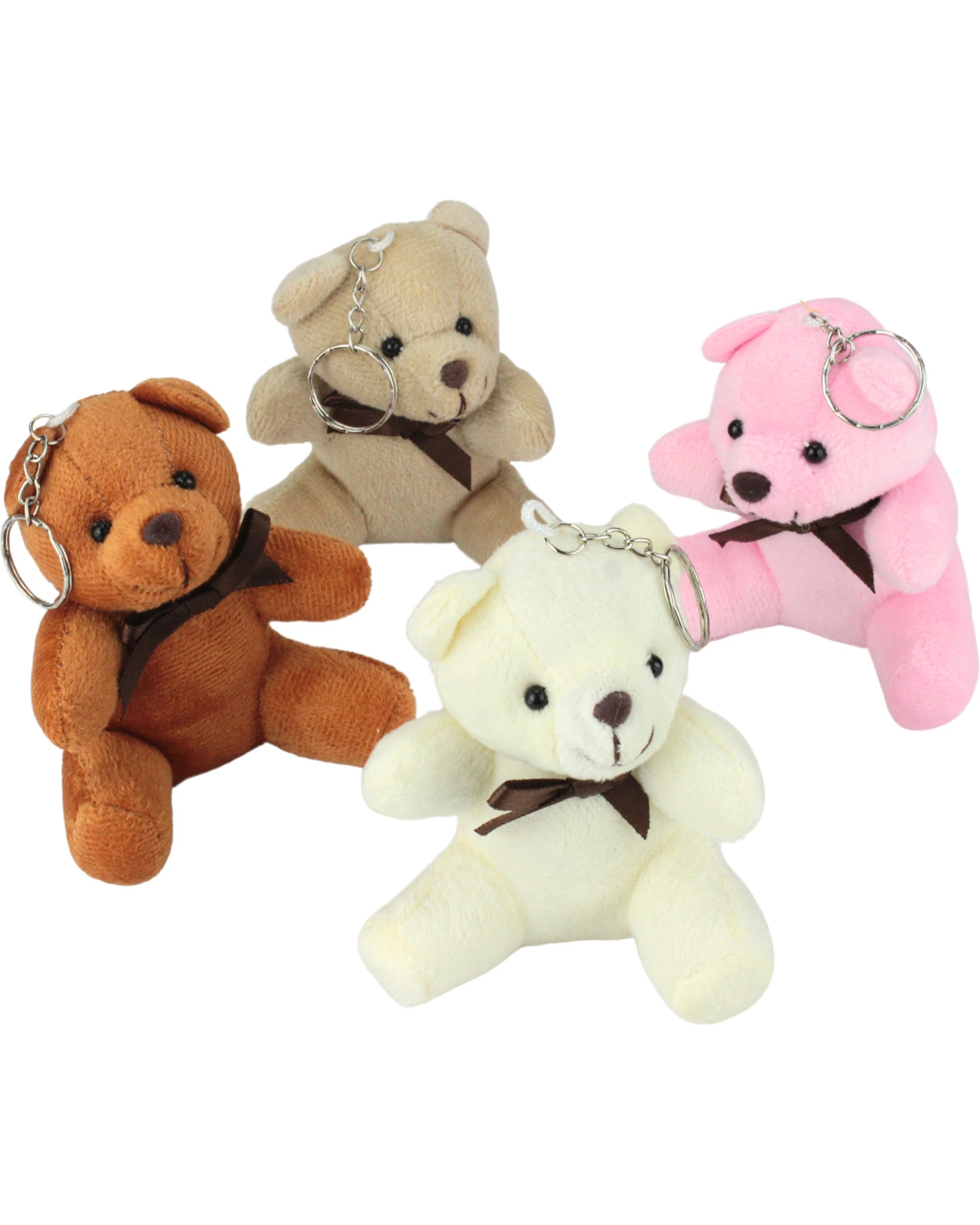 1 Partyrama Pack of 4 Plush Teddy Bear Keyrings, 1 of 3