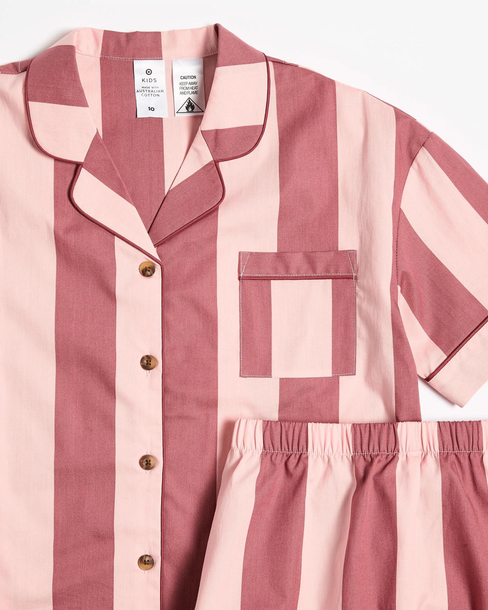 7 Target Kids Australian Cotton Older Girls Short Pyjama Set - Pink Stripe PINK STRIPE, 7 of 7