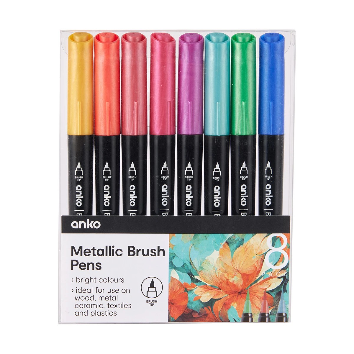 1 8 Pack Metallic Brush Pens - Bright, 1 of 4