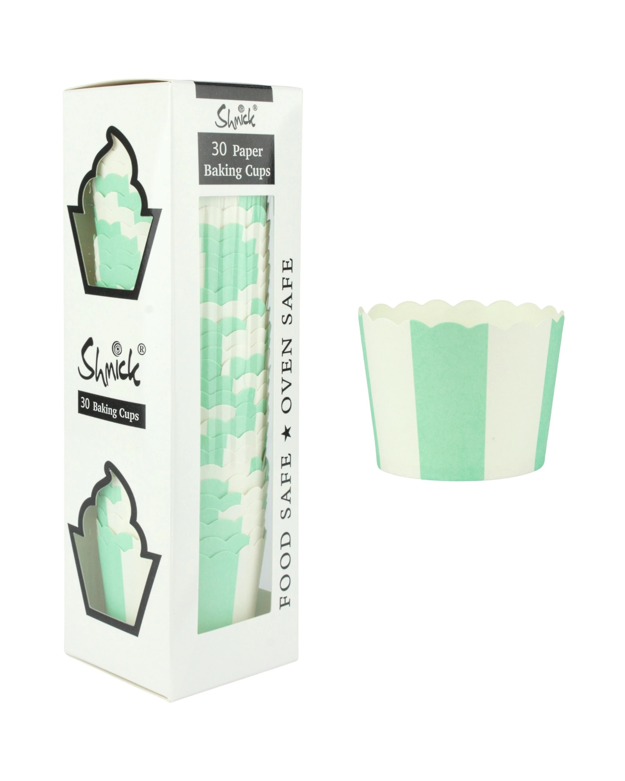 1 Shmick Striped Baking Cups Pack of 30 - Green, 1 of 1