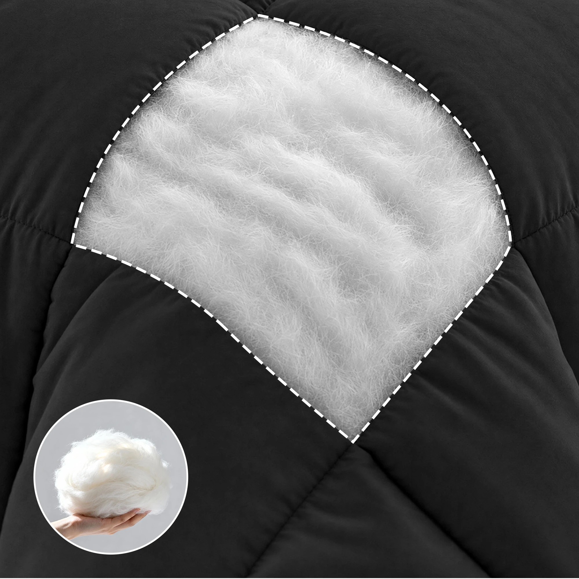 6 Giselle Bedding 200GSM Bamboo Microfibre Quilt Lightweight All Season Doona Duvet - Queen Bed - Black, 6 of 9