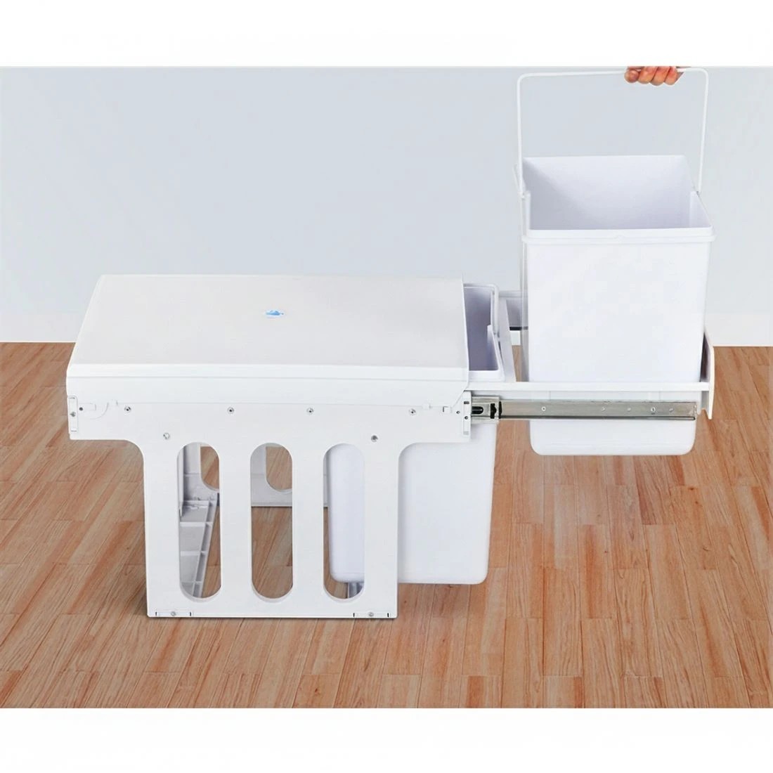 4 Cefito Pull Out Bin Kitchen Double Basket 2X15L - White, 4 of 7