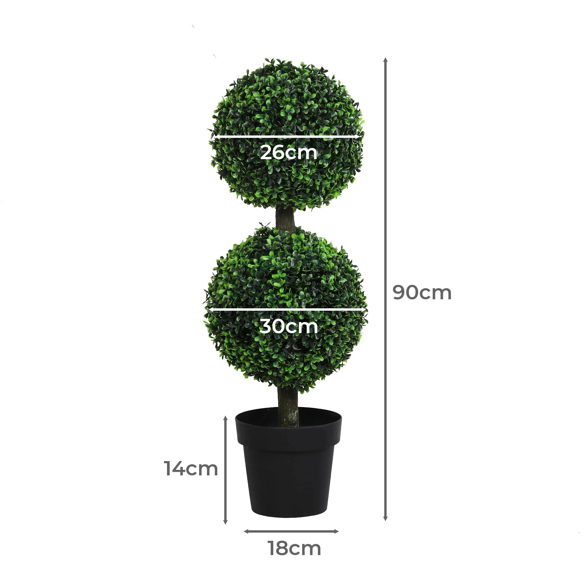 3 Lambu 90cm 2-Ball Topiary Artificial Tree, 3 of 9