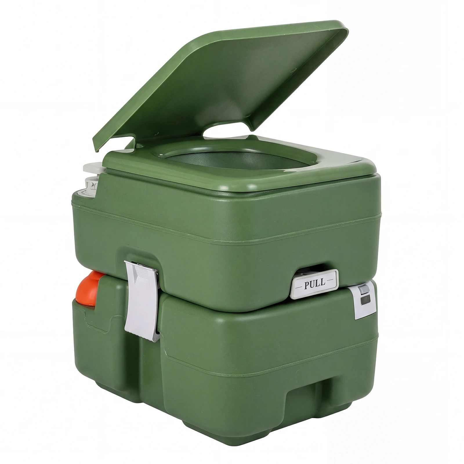 1 Costway Portable Camping Toilet Outdoor 120 Flush Porta Potty w/22L Detachable Waste Tank - Green, 1 of 3