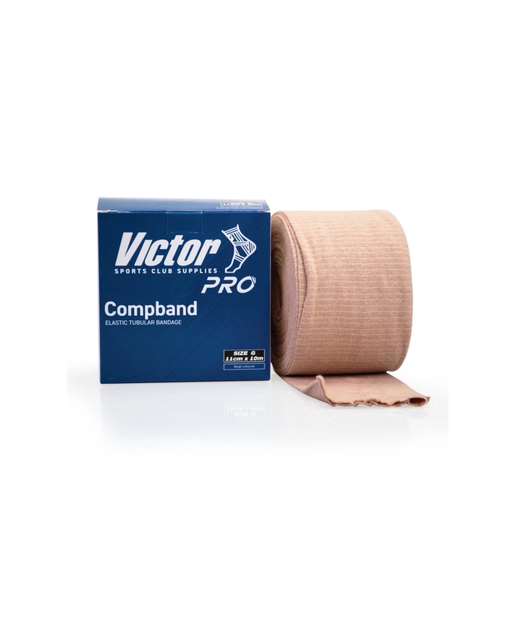 1 Victor Sports Pro Compband Elasticated Tubular Limb Bandage Size G 11cmx10m - Beige, 1 of 2