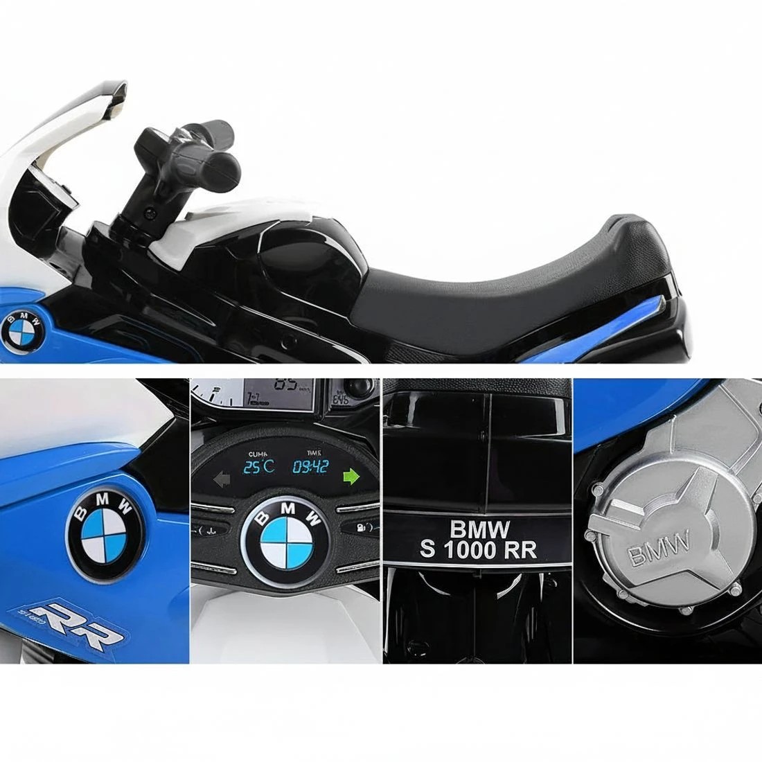 3 Kids Electric Ride On Car Police Motorcycle Motorbike BMW Licensed S1000RR - Blue, 3 of 6