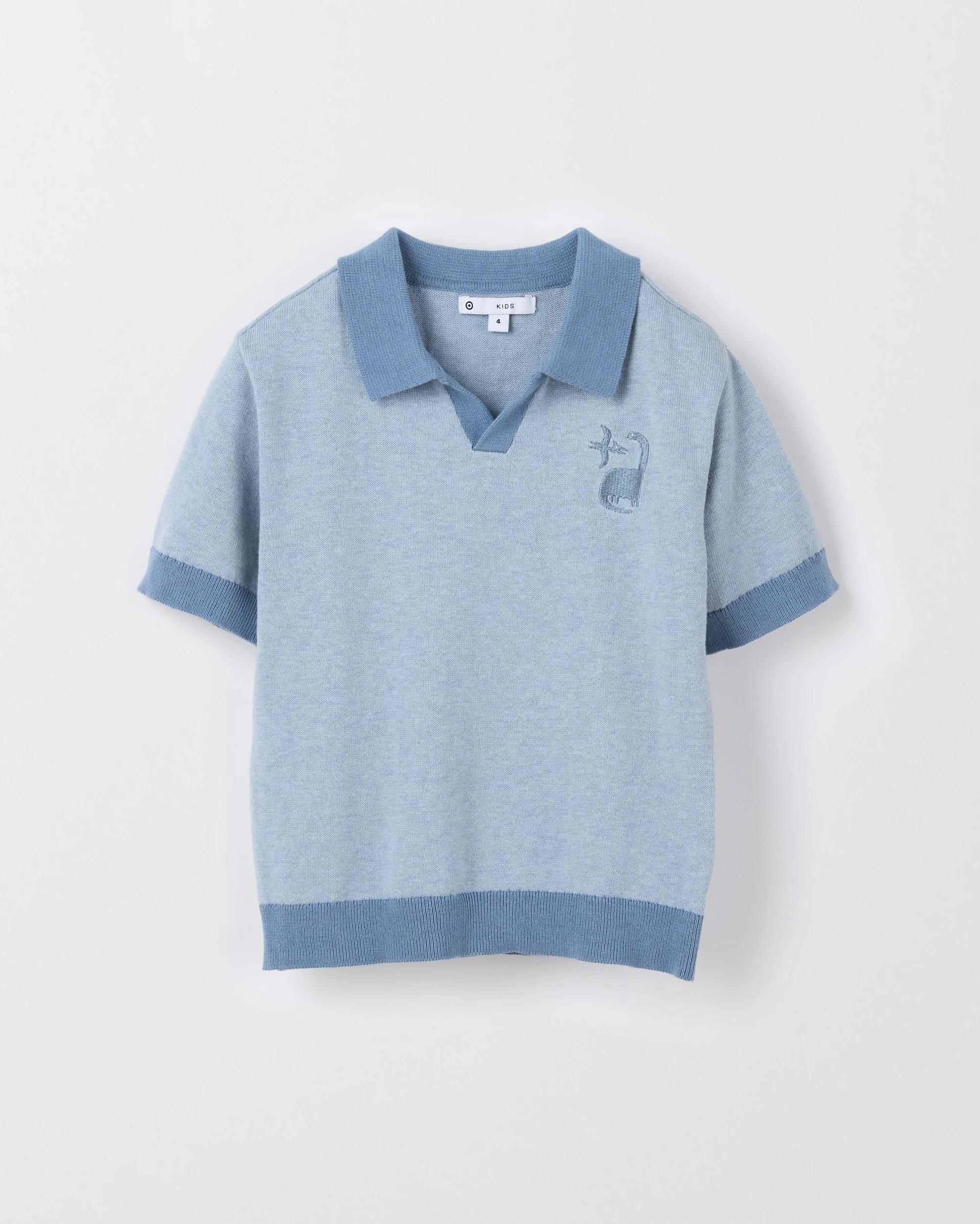 6 Target Kids Australian Cotton Short Sleeve Knit Polo Top BLUE, 6 of 7