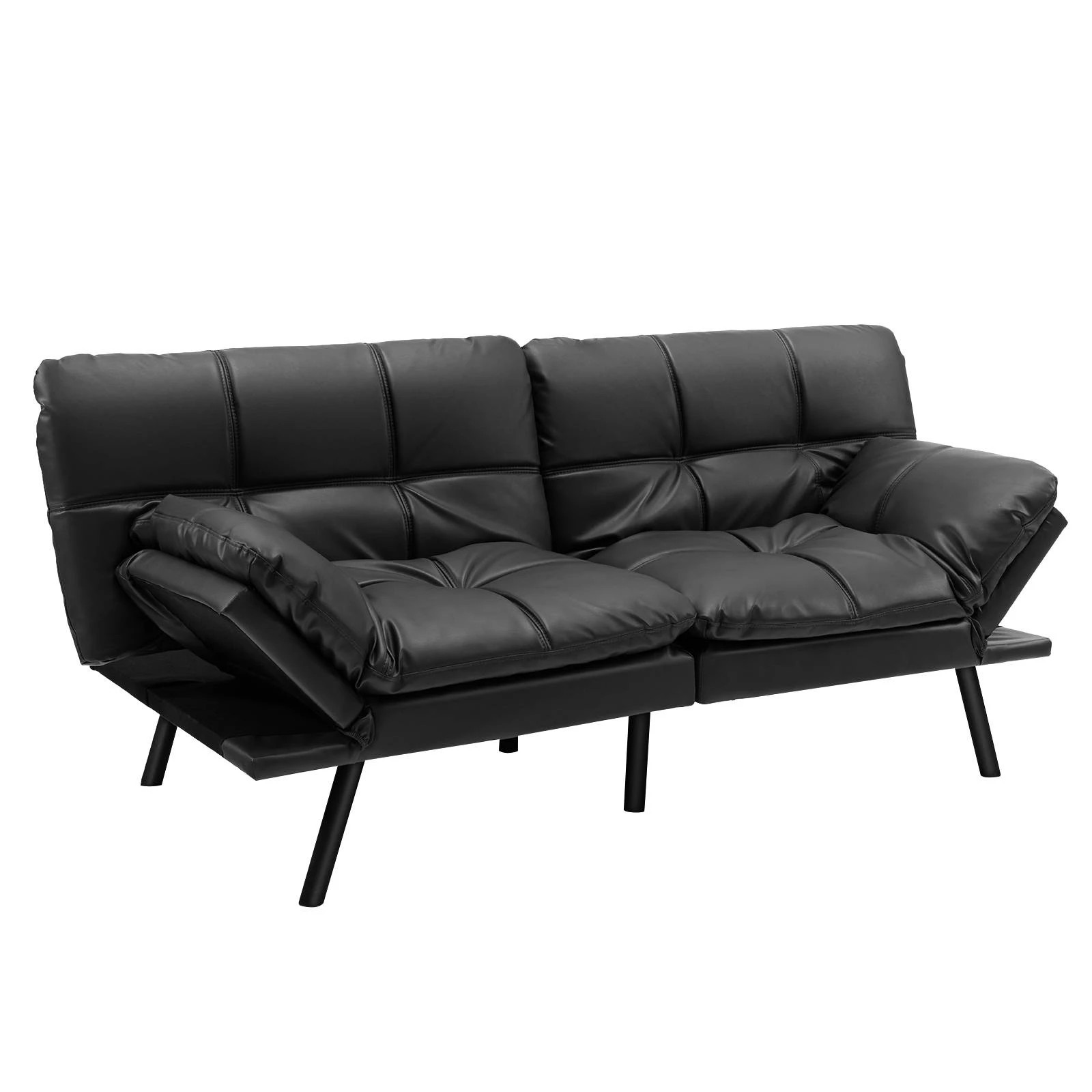1 Costway Convertible Sofa Bed Memory Foam Couch Lounge Recliner Chair Black, 1 of 4
