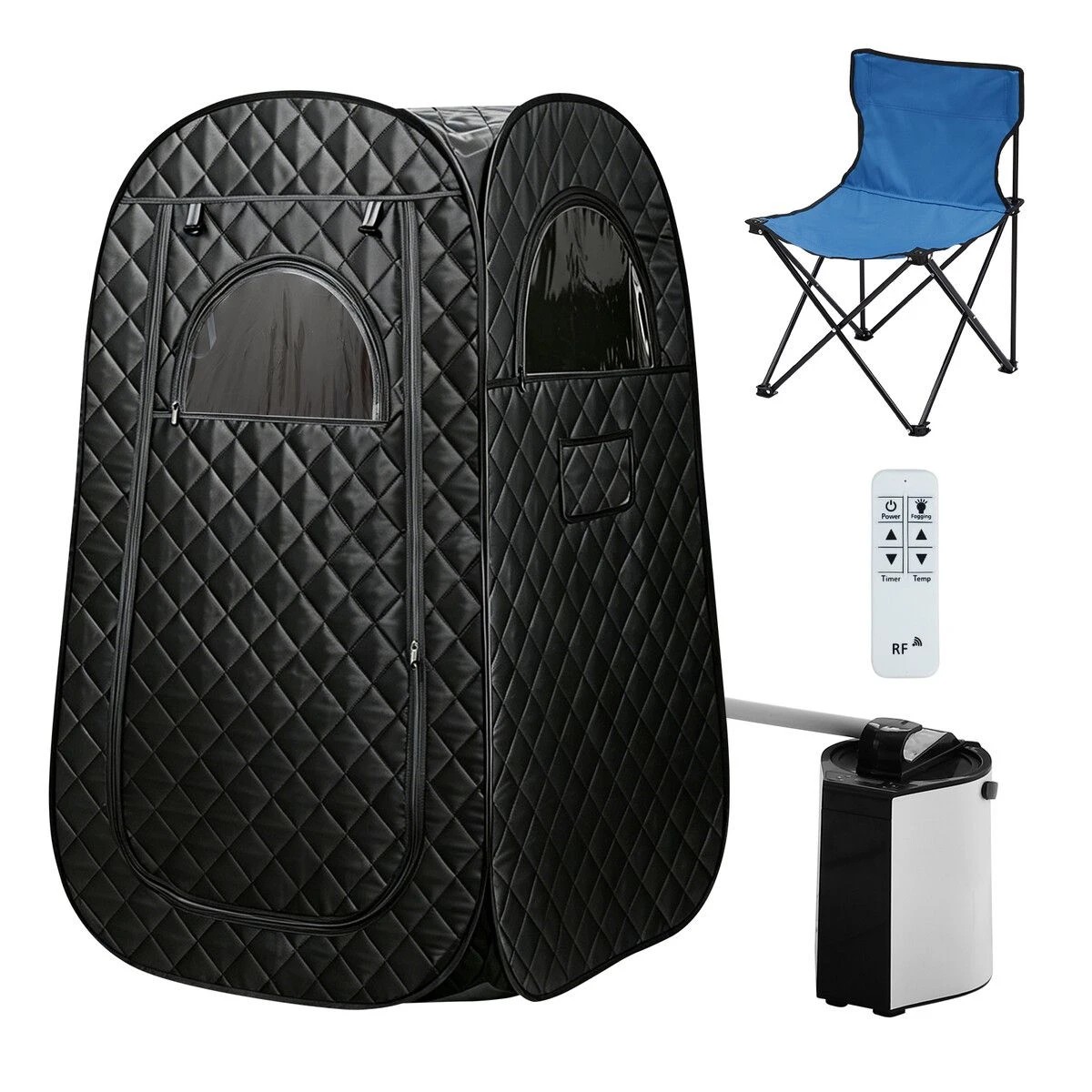 1 Maxkon Portable Steam Sauna Tent Full Body Home Spa Box with 3L Steamer Remote Control & Foldable Chair, 1 of 7