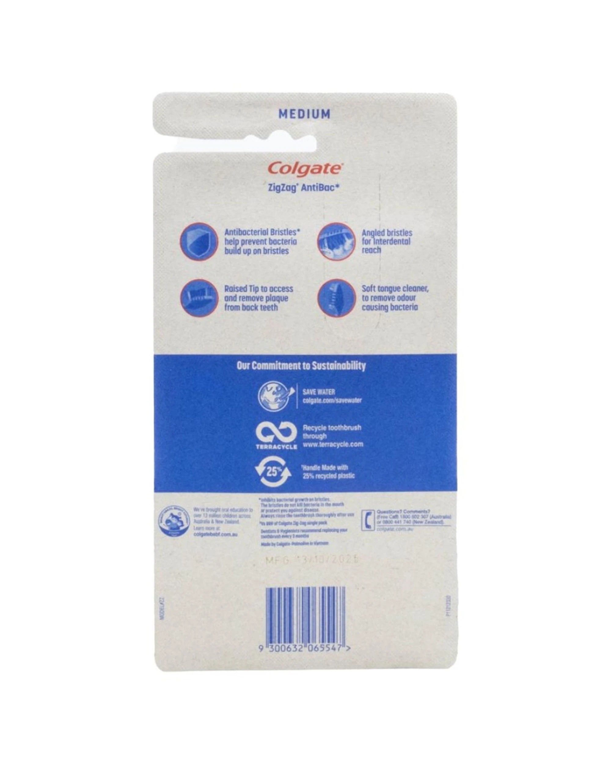 3 Colgate Zig Zag Antibacterial Bristles Toothbrush Set Medium 6PK Dental Care - Multi, 3 of 3