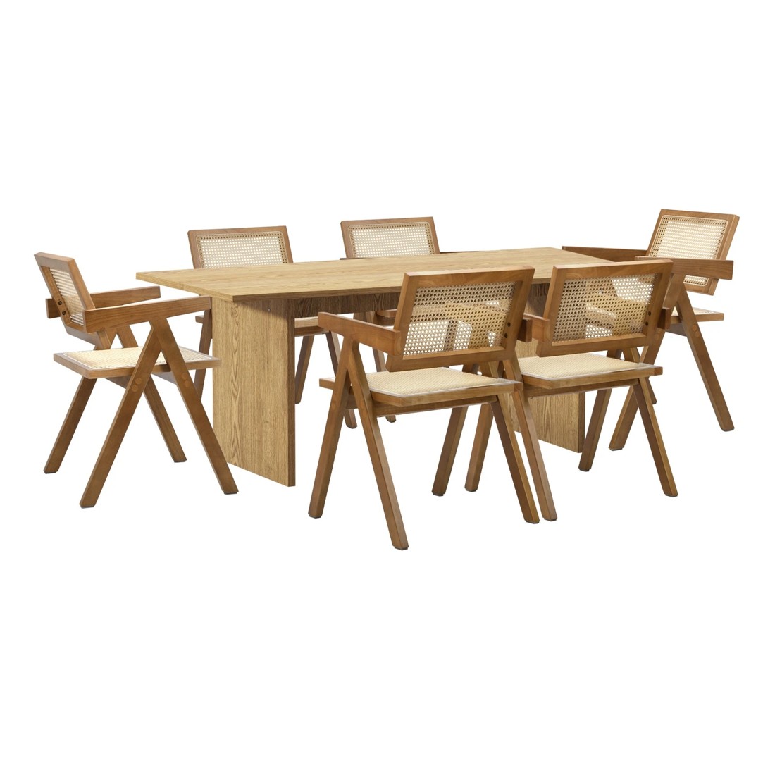 10 Oikiture 180cm Rectangular Dining Table With 6pcs Dining Chairs Wooden Walnut
 - Natural, 10 of 10