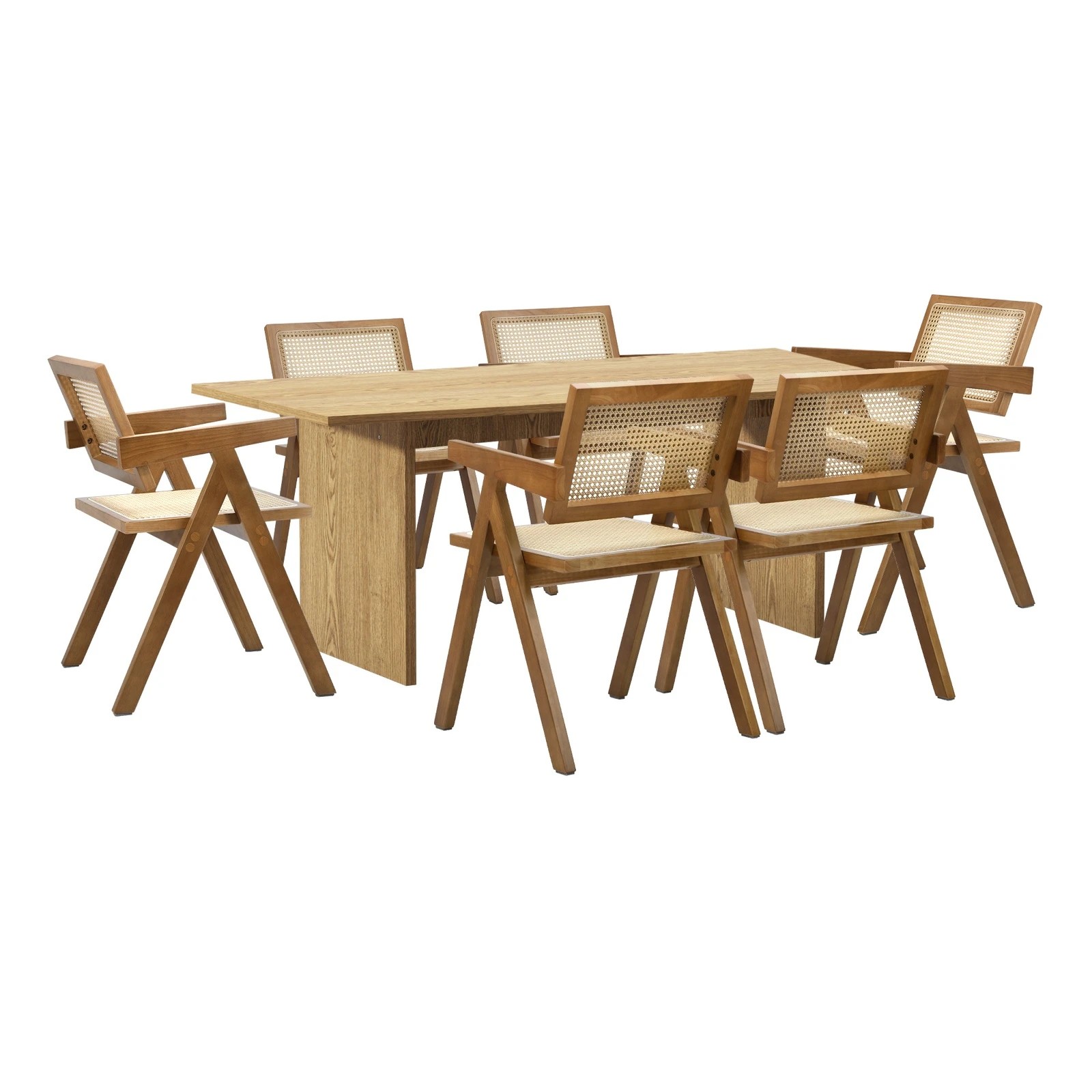 10 Oikiture 180cm Rectangular Dining Table With 6pcs Dining Chairs Wooden Walnut
 - Natural, 10 of 10