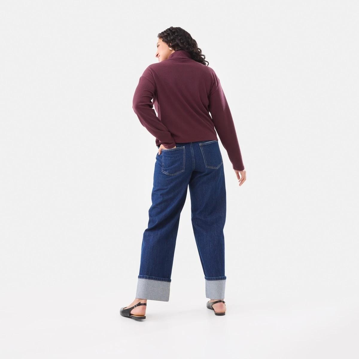 4 Cuffed Hem Jeans Dark Wash, 4 of 7