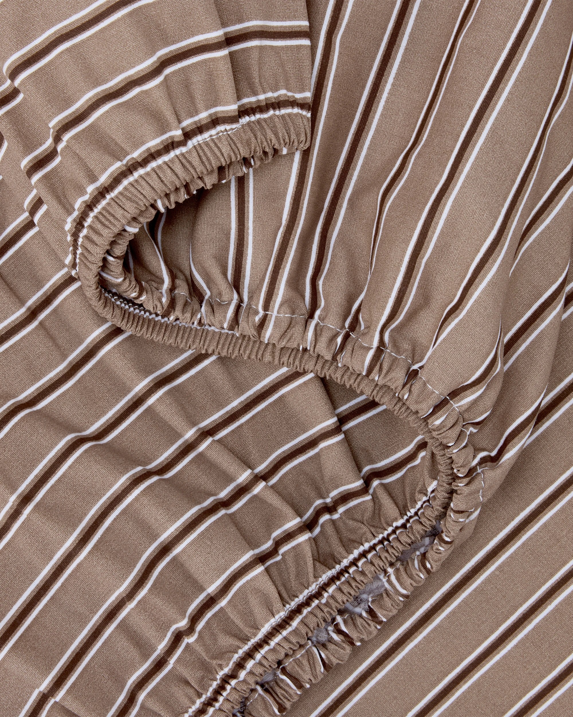 3 250 Thread Count Stripe Cotton Sheet Set - Double Bed, Mocha, 3 of 7