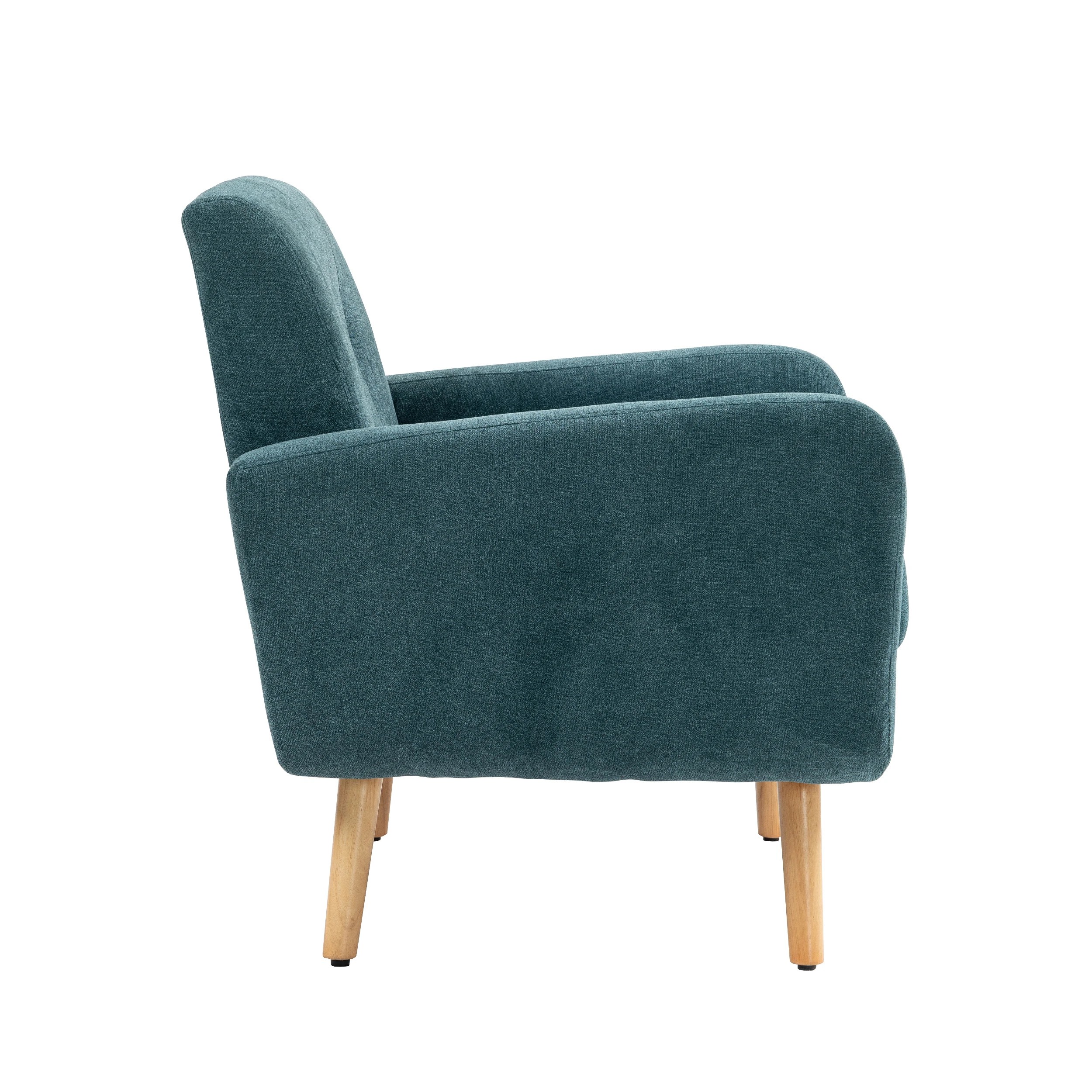 6 IHOMDEC Upholstered Tub Armchair with Rubber Wood Legs - Green - Green, 6 of 10