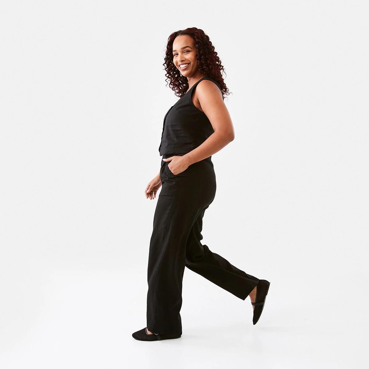 3 Smart Linen Blend Pants Black, 3 of 6