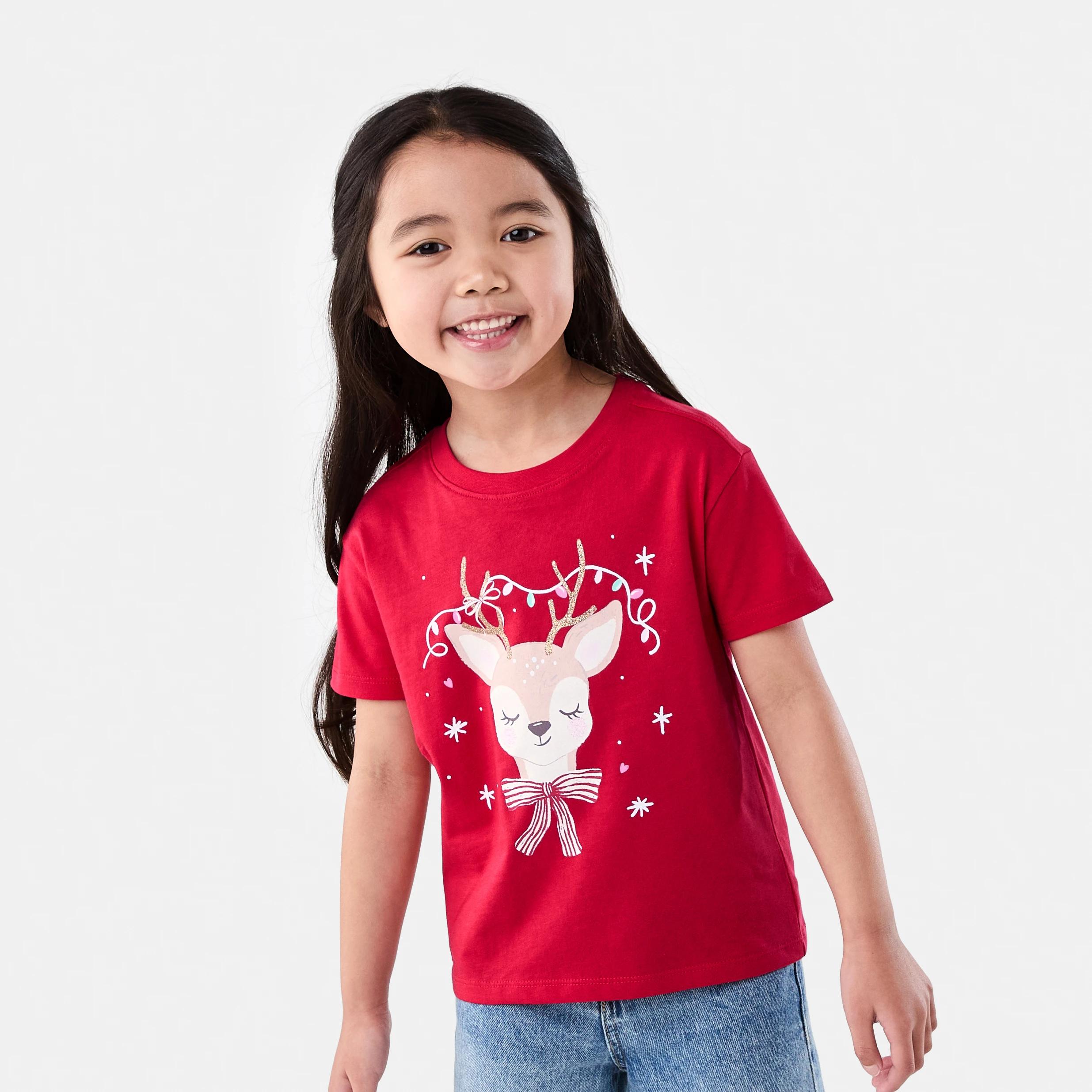 1 Christmas Print T-shirt Red Doe, 1 of 6